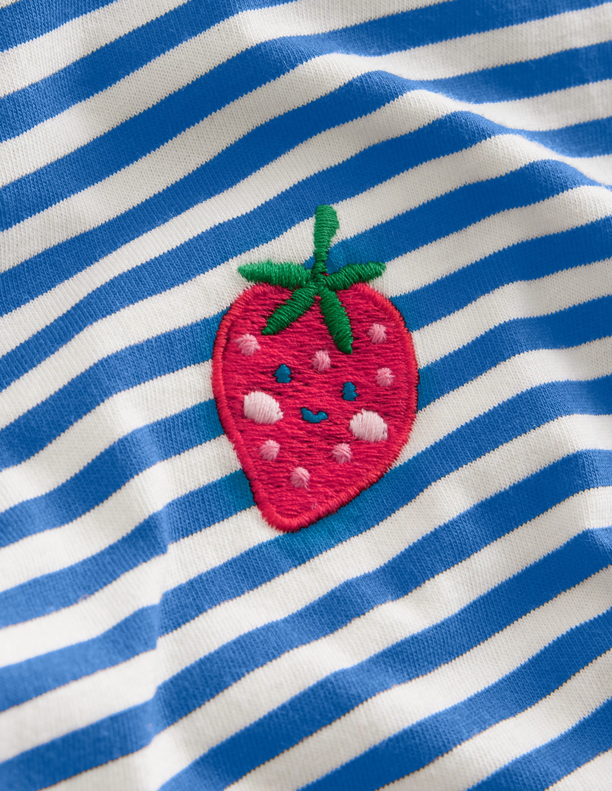 Embroidered Logo T-Shirt-Blue Heron/Ivory Strawberry - Image 3
