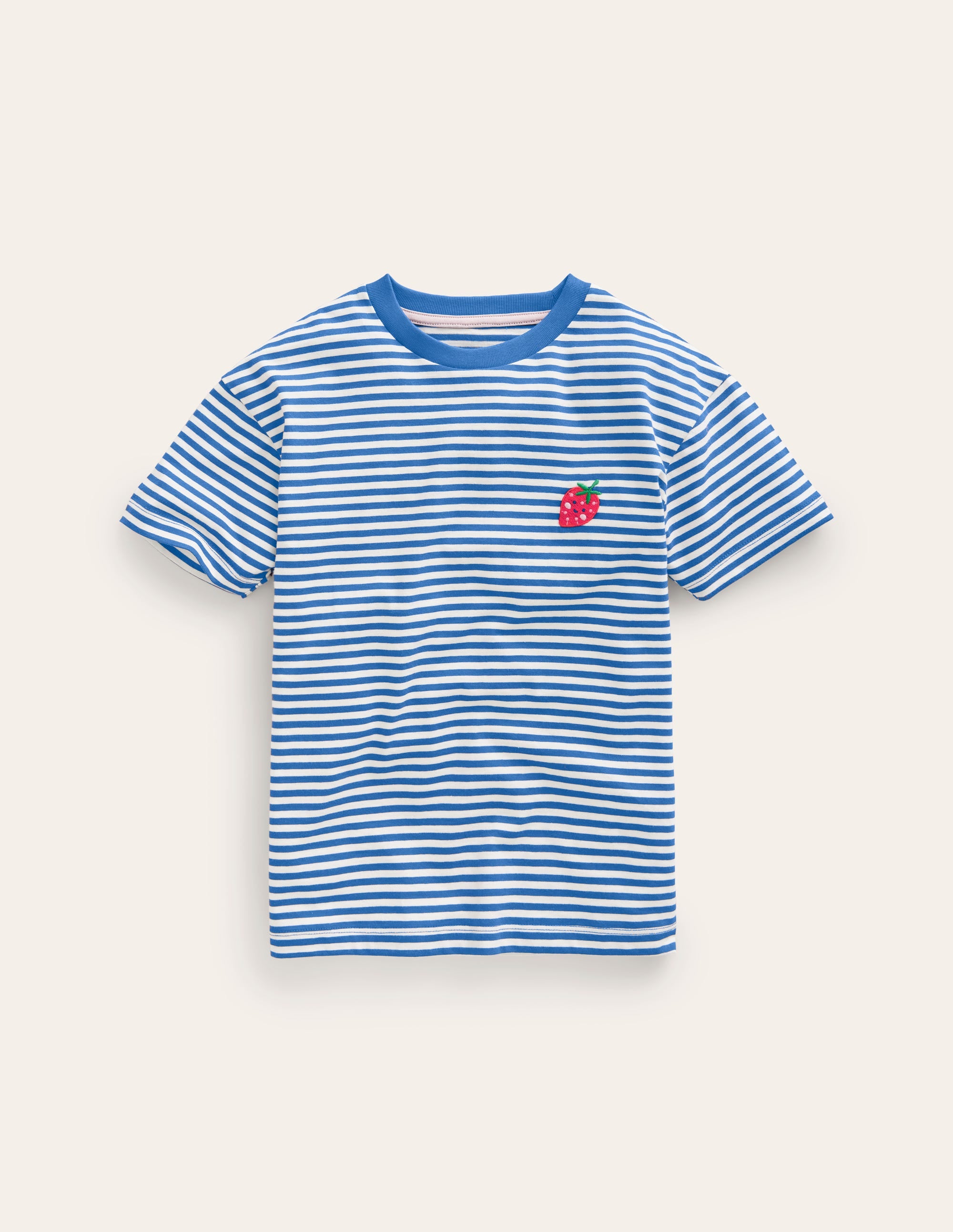 Embroidered Logo T-Shirt-Blue Heron/Ivory Strawberry - Image 1