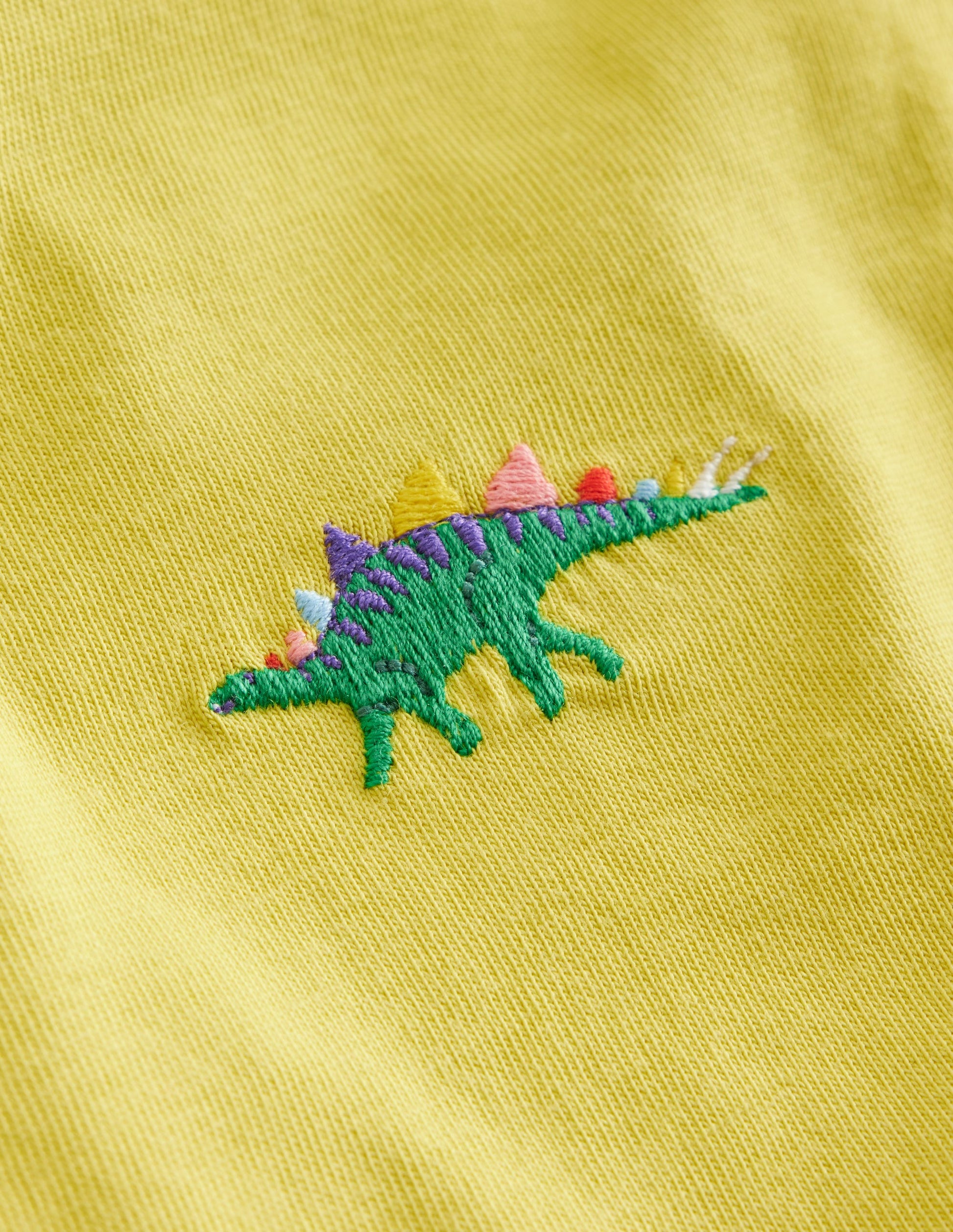 Embroidered Logo T-Shirt-Zest Yellow Dinosaur-3