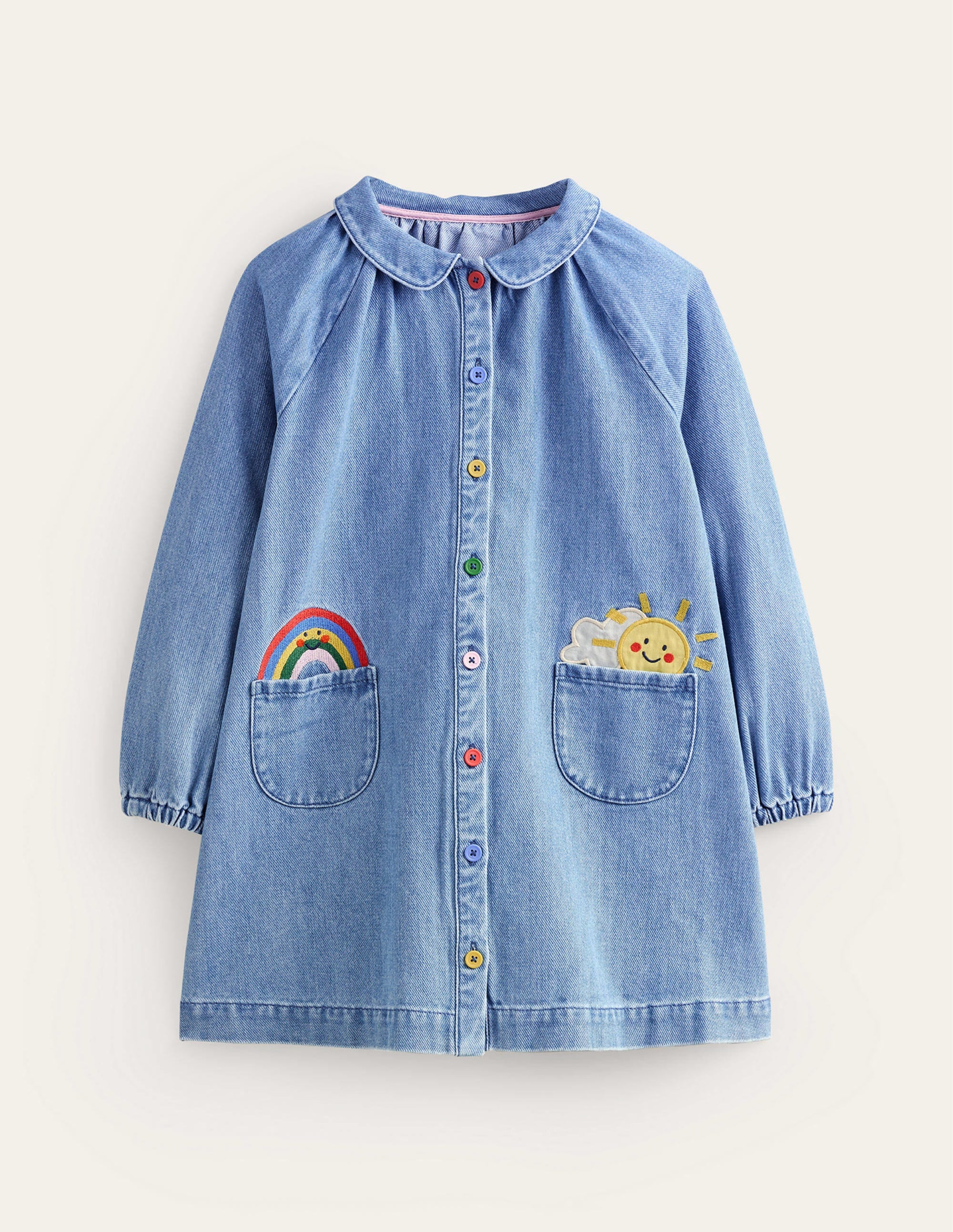 Appliqué Shirt Dress-Mid Vintage Denim Weather - Image 1