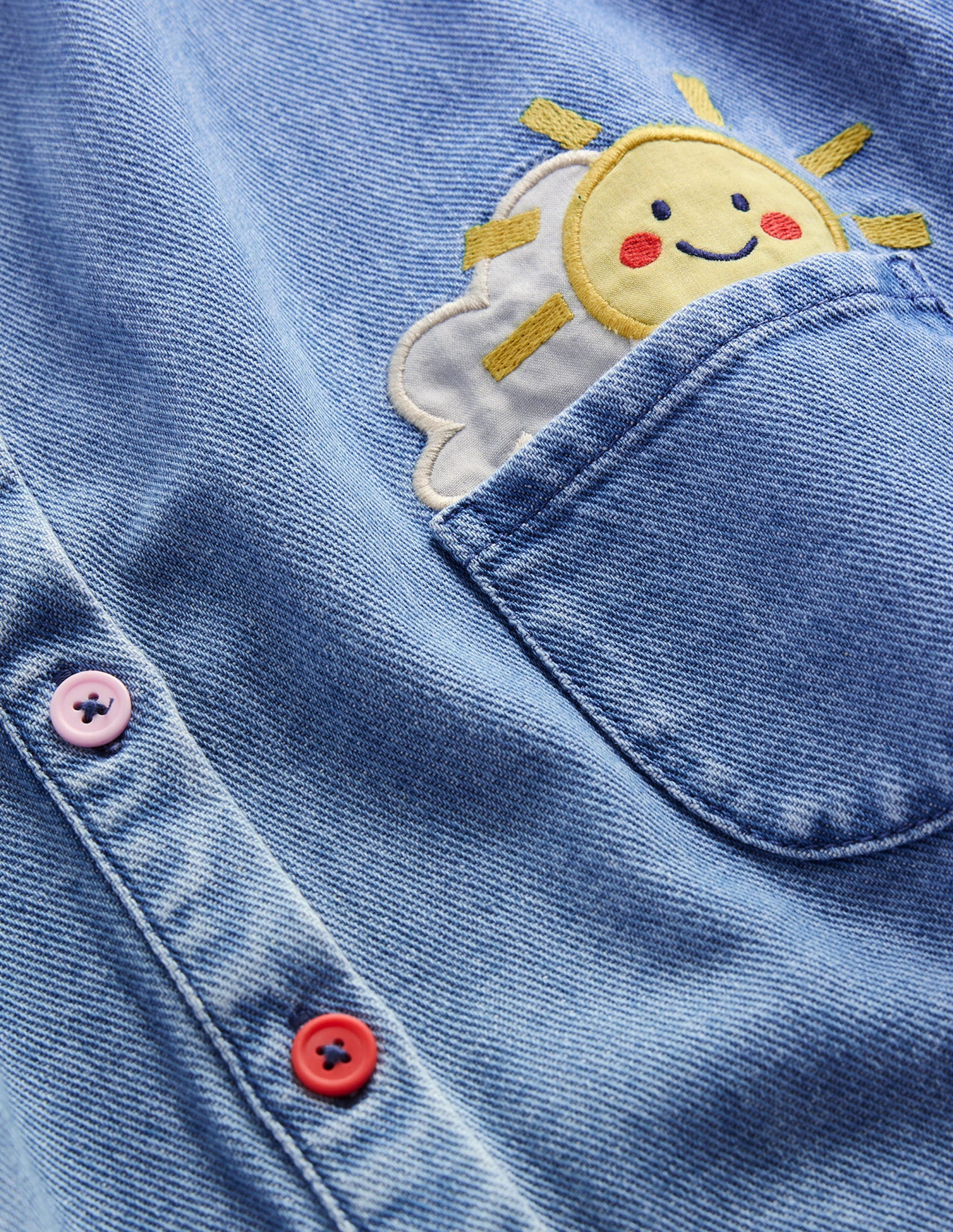 Appliqué Shirt Dress-Mid Vintage Denim Weather - Image 3