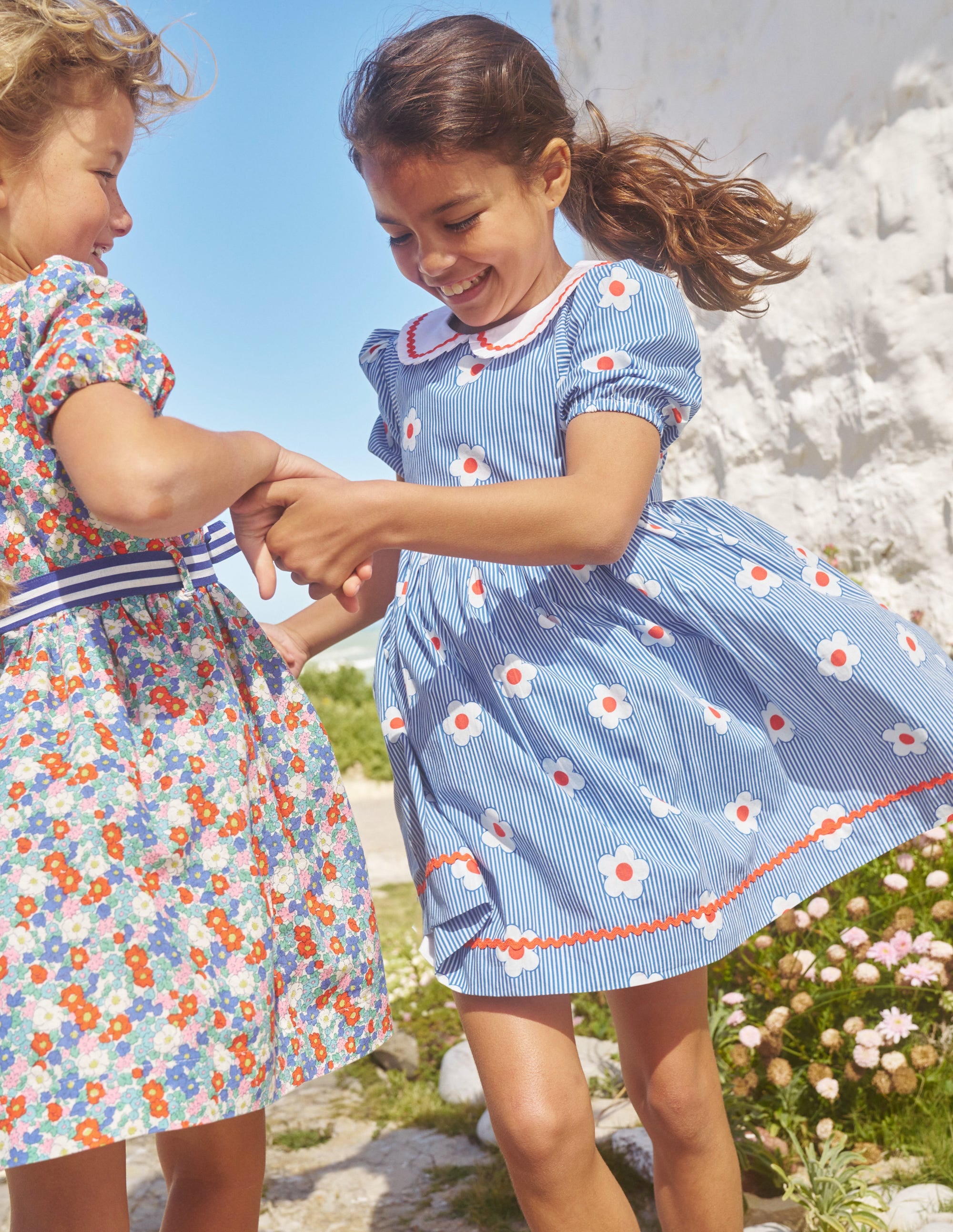 Collared Sailor Dress-Bluejay Daisy Stripe - Image 4