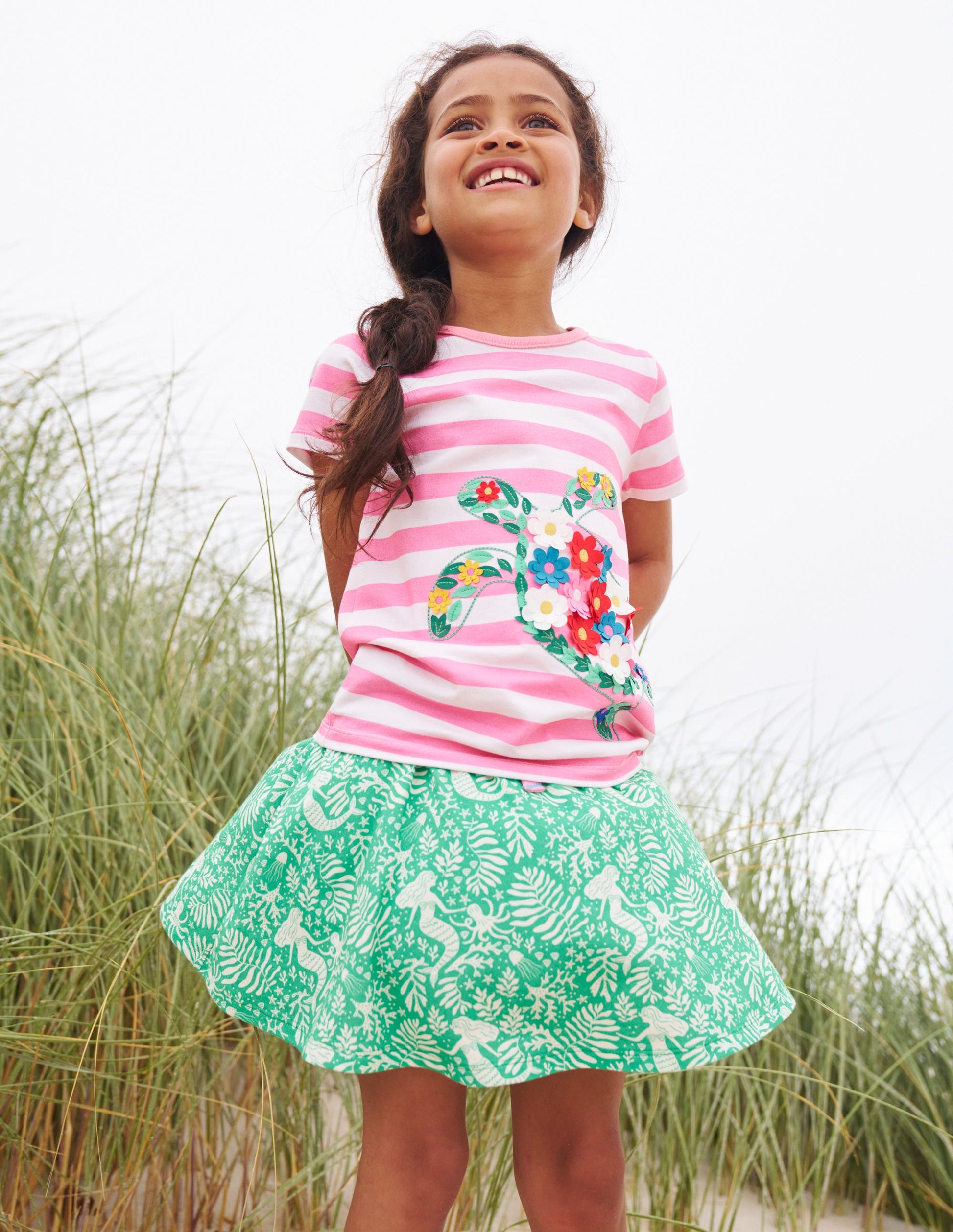 Short Sleeve Appliqué T-shirt-Cosmos Pink/Ivory Turtle-4