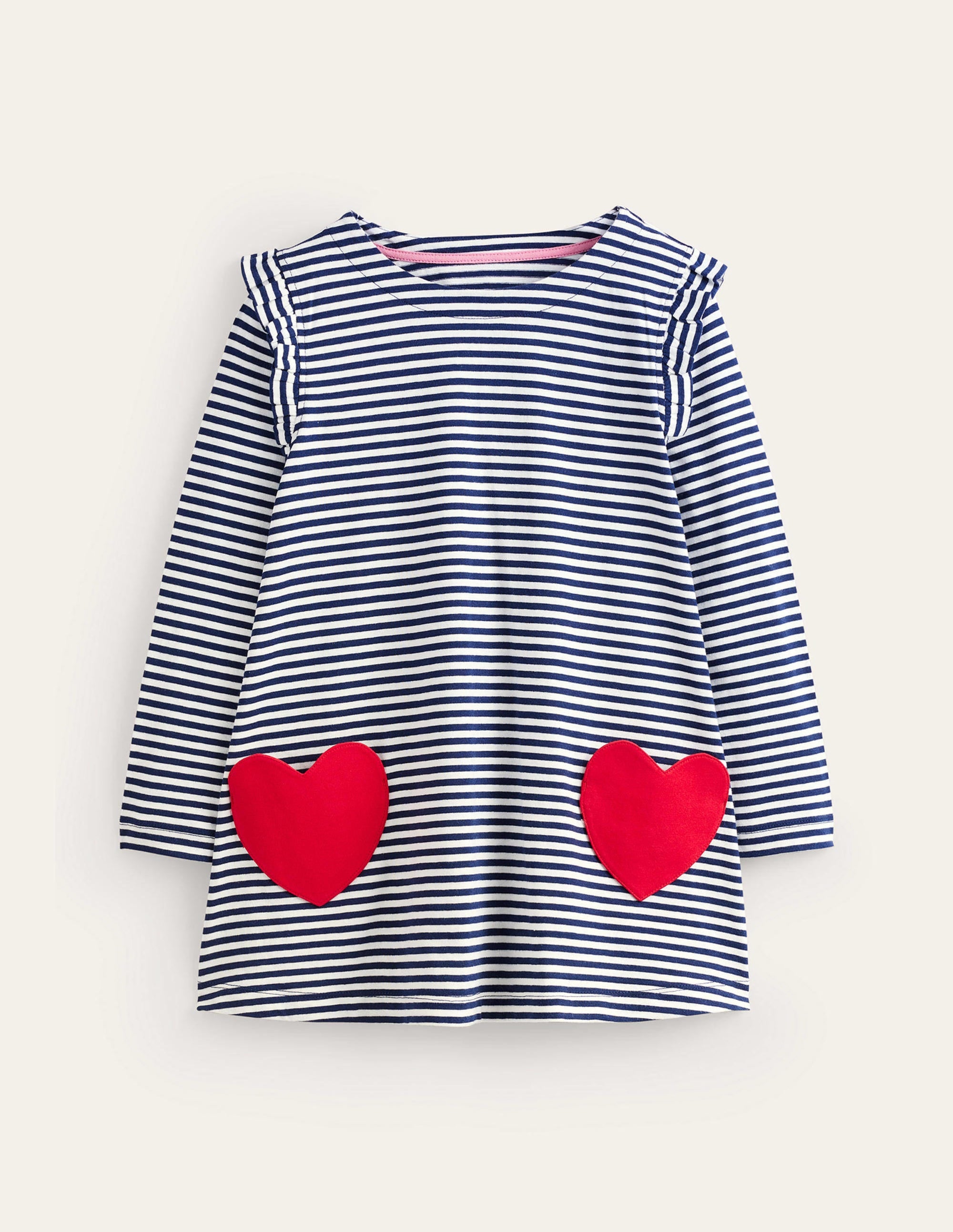 Heart Pocket Tunic-College Navy/Ivory Hearts - Image 1