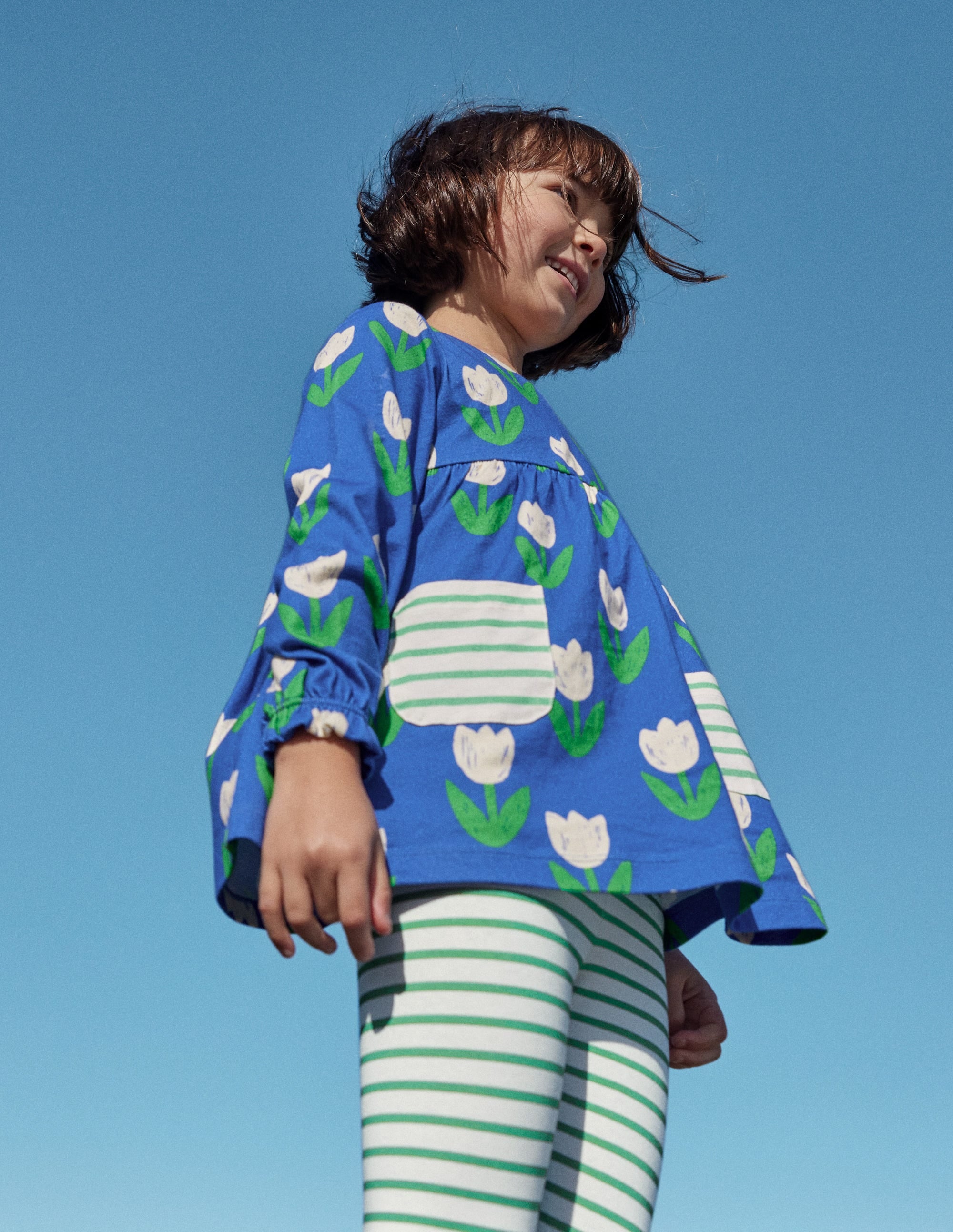 Hotchpotch Printed Tunic-Blue Heron Tulips - Image 4