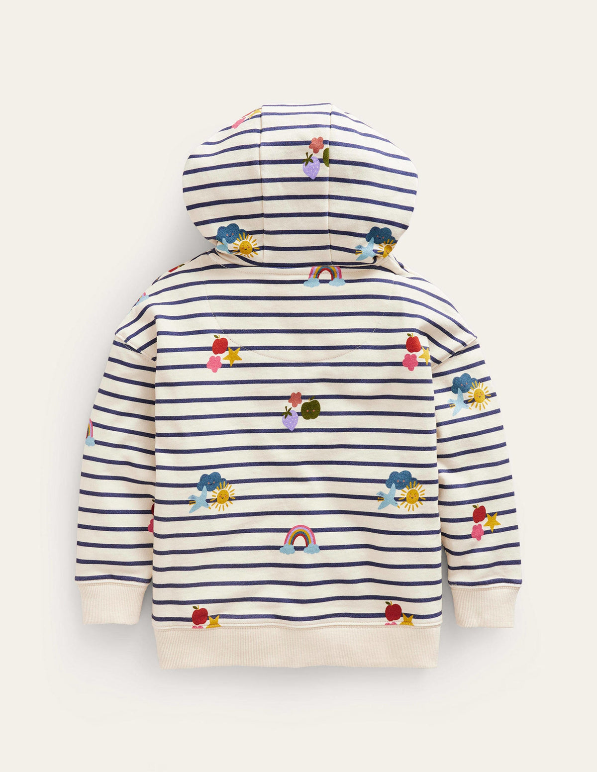 Printed Hoodie-Stripe Rainbow Clouds - Image 2