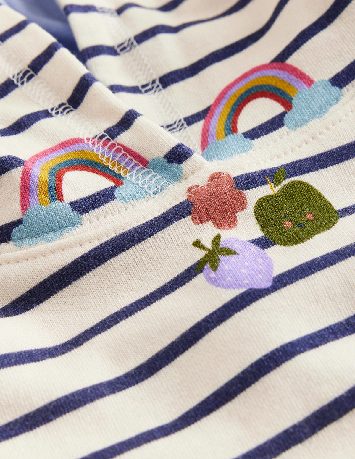 Printed Hoodie-Stripe Rainbow Clouds - Image 3