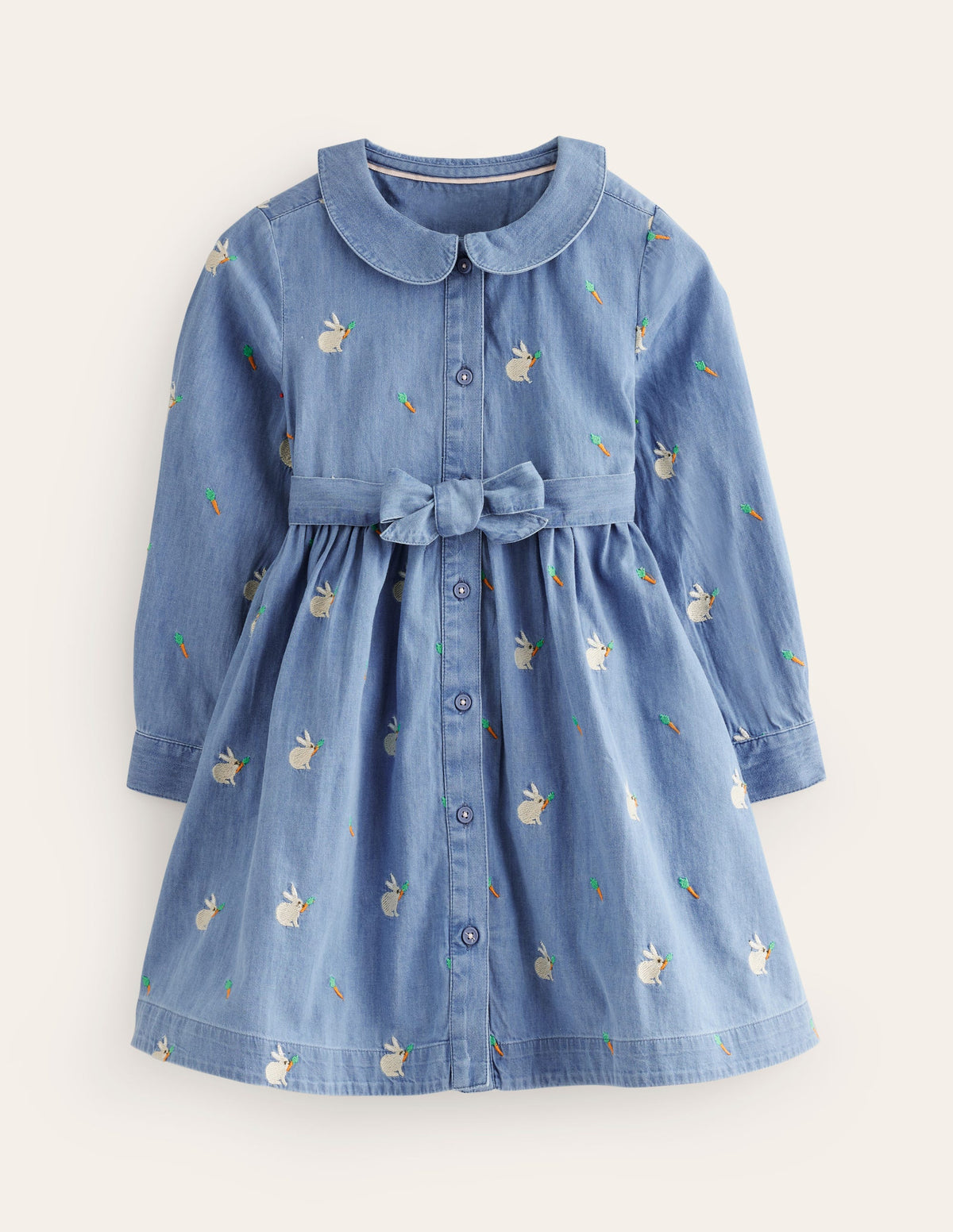 Embroidered Shirt Dress-Chambray Bunnies-1