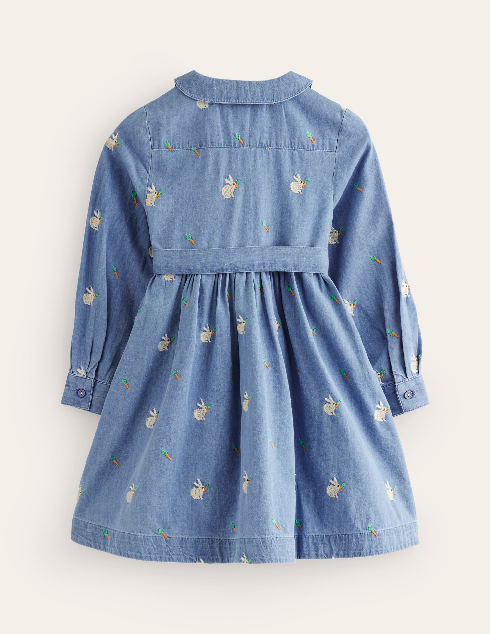 Embroidered Shirt Dress-Chambray Bunnies - Image 2