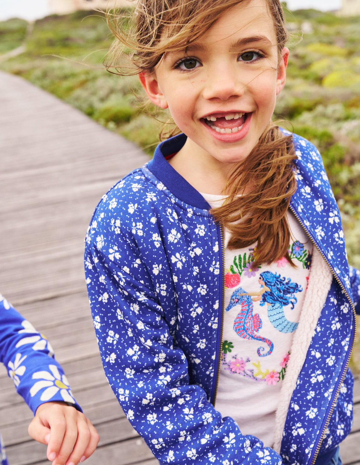 Borg Lined Jersey Bomber-Indigo Sprig Floral - Image 4