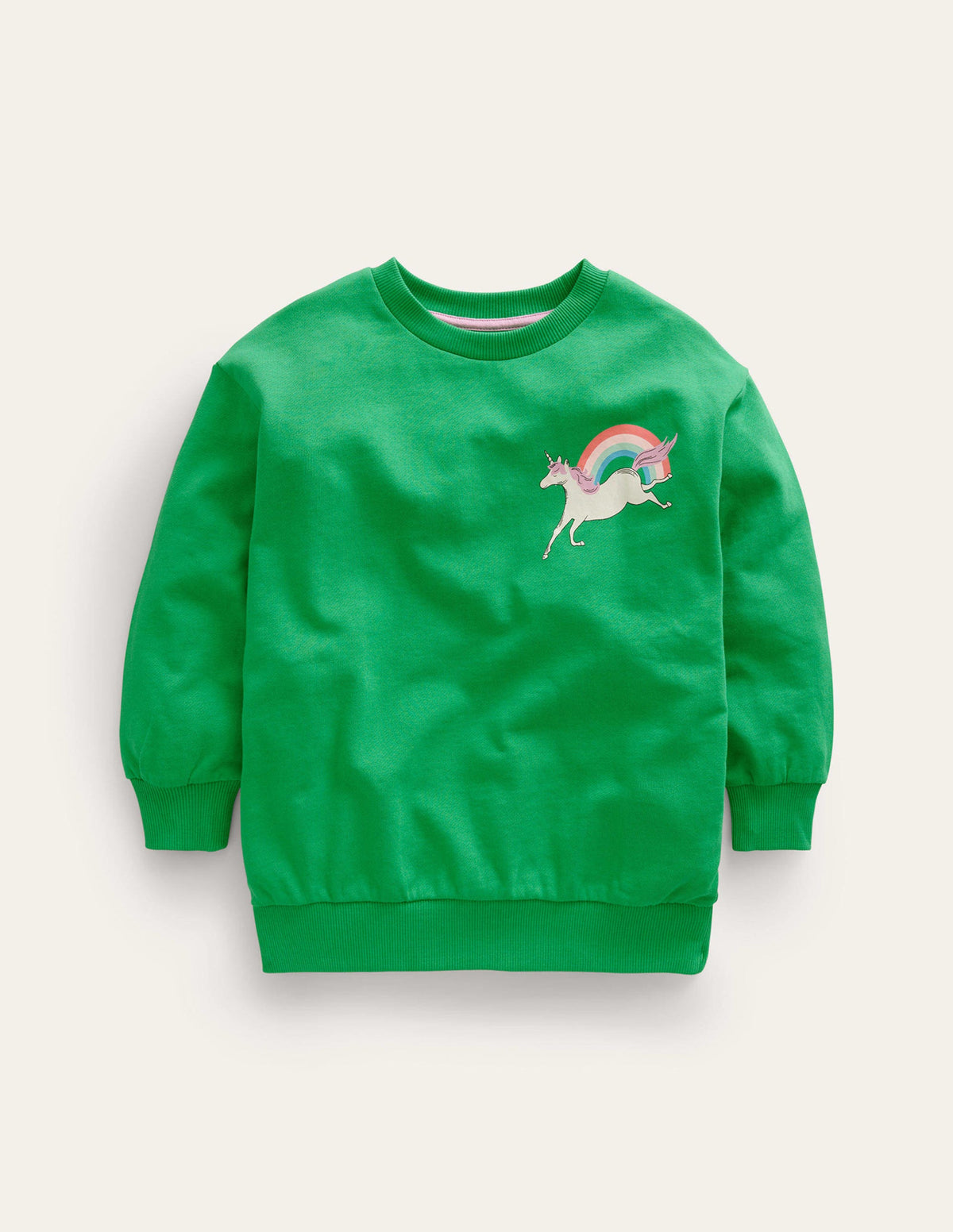 Relaxed Longline Sweatshirt-Green Unicorn - Image 1