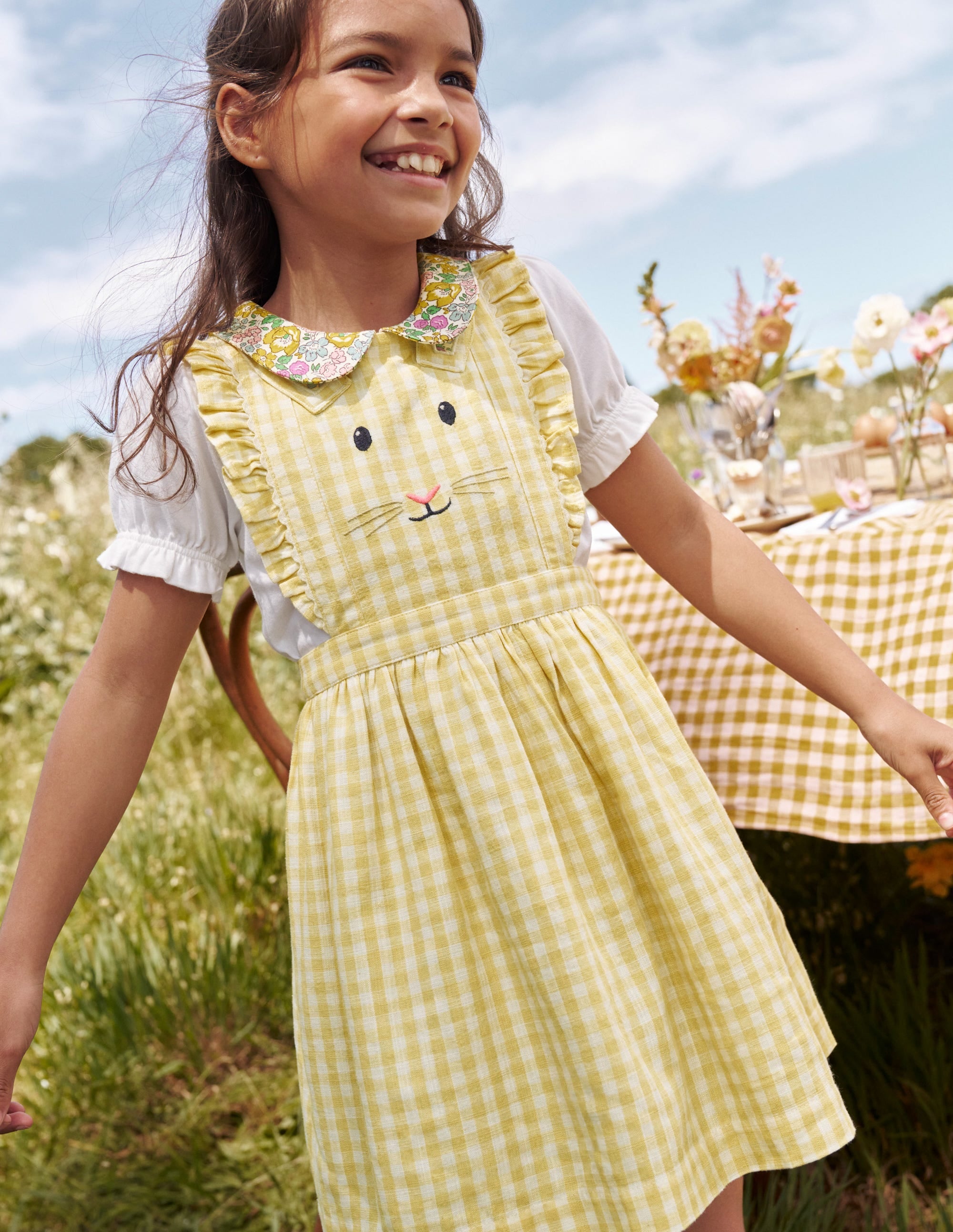 Charming Pinafore Dress-Honey / Ivory Stripe Bunny - Image 4