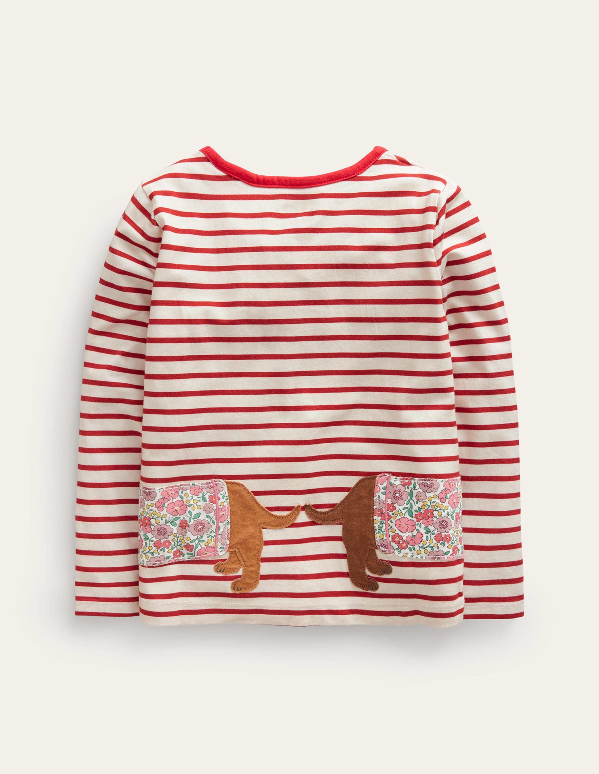 Front & Back Appliqué T-shirt-Firecracker/Ivory Dogs-2