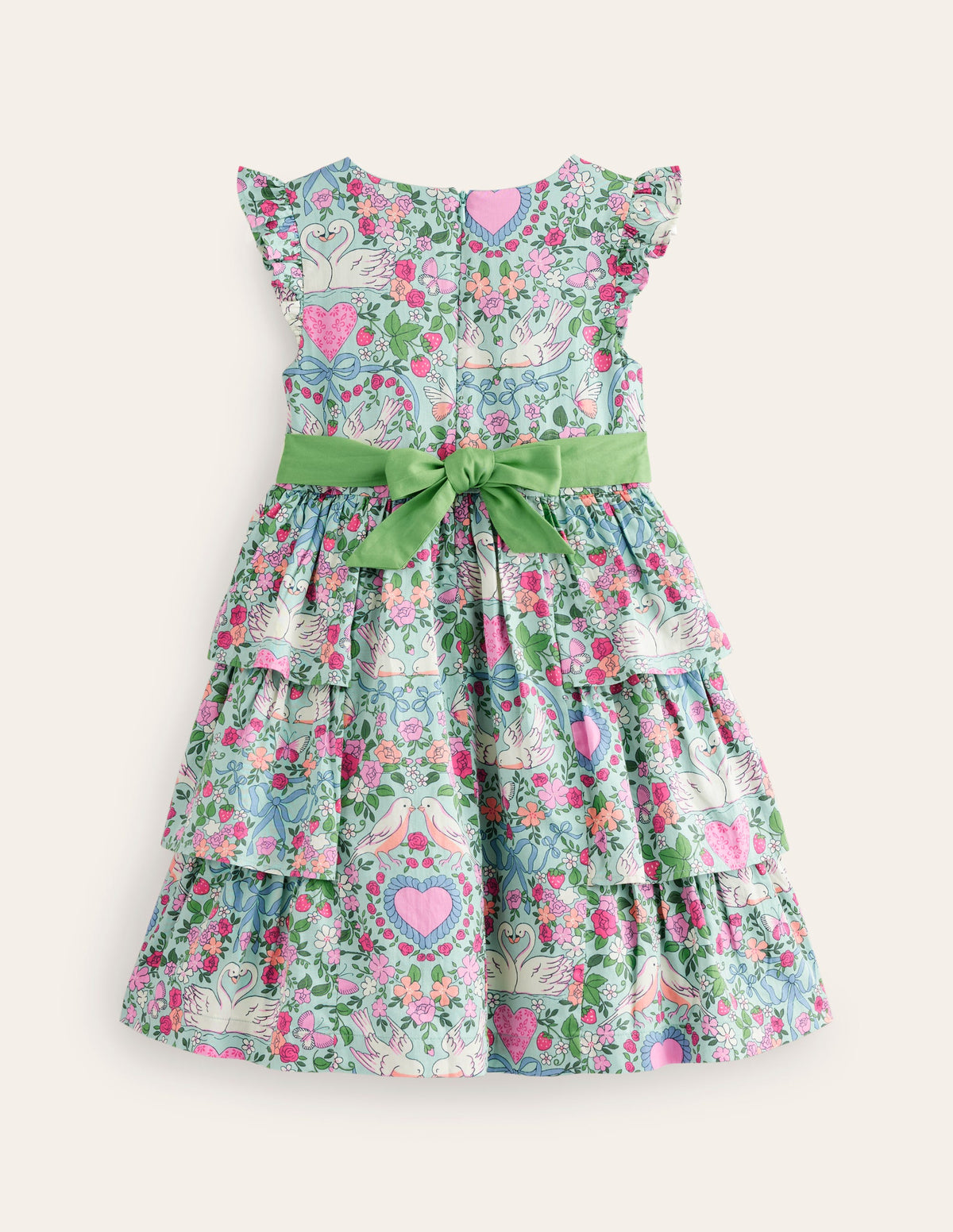 Heritage Party Dress-Green Love Birds - Image 2
