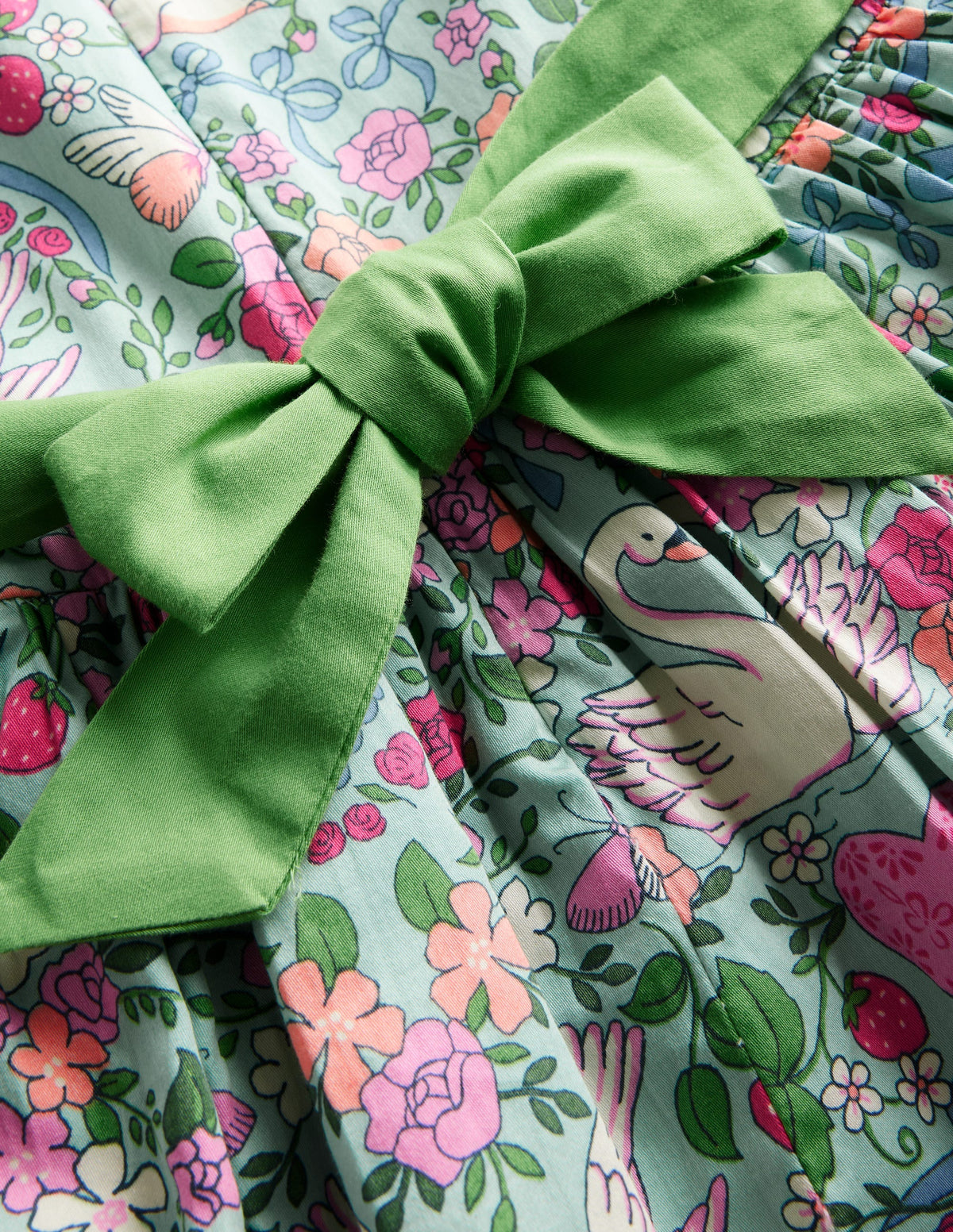 Heritage Party Dress-Green Love Birds-3