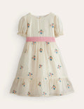 Flutter Organza Dress-Ivory Floral