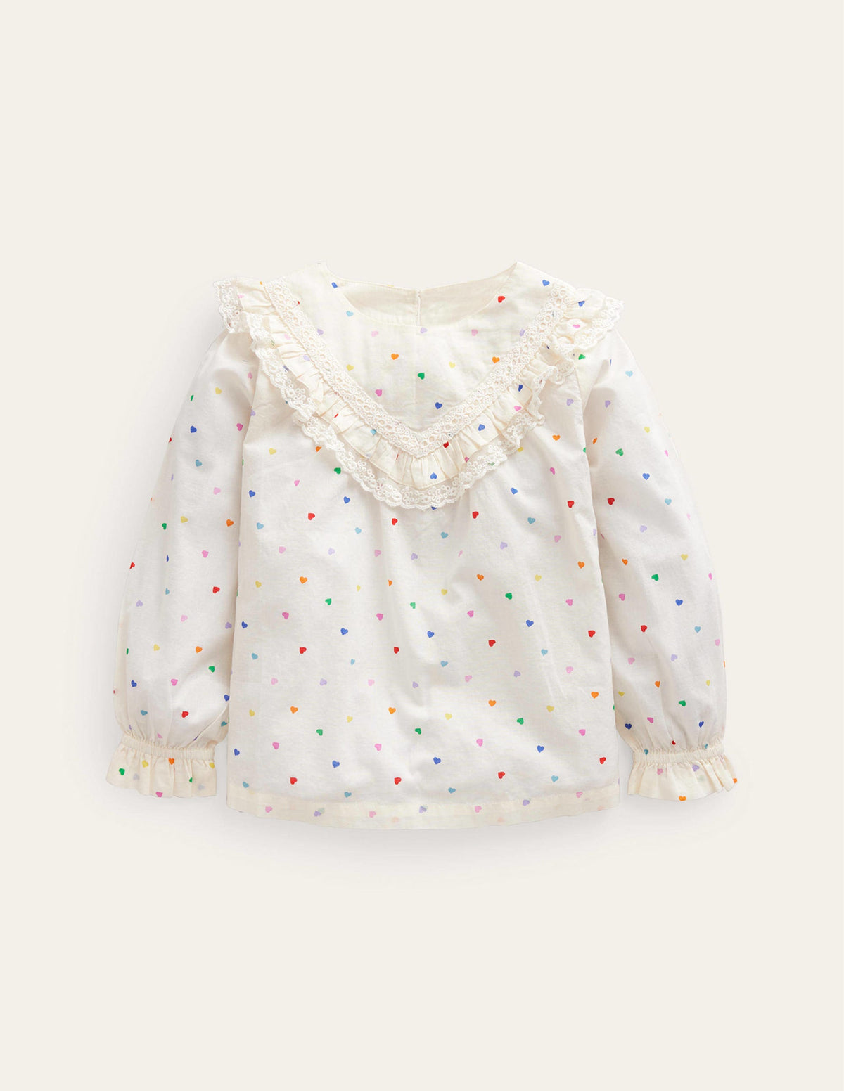 Lace Yoke Woven Top-Multi Confetti Hearts - Image 1