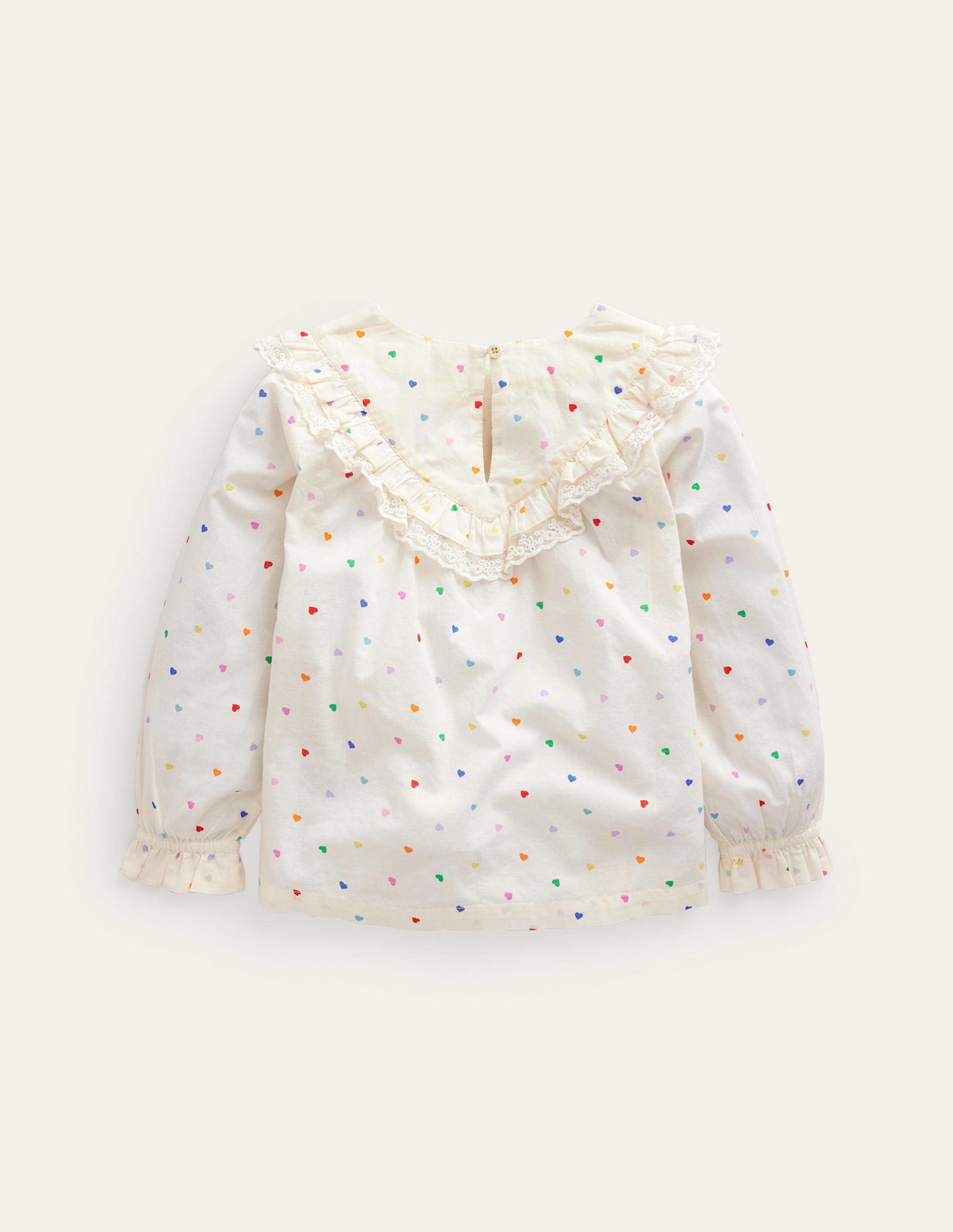 Lace Yoke Woven Top-Multi Confetti Hearts-2