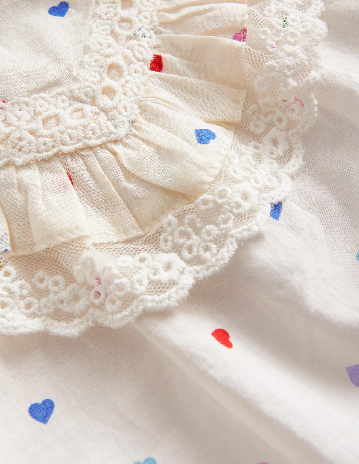 Lace Yoke Woven Top-Multi Confetti Hearts-3