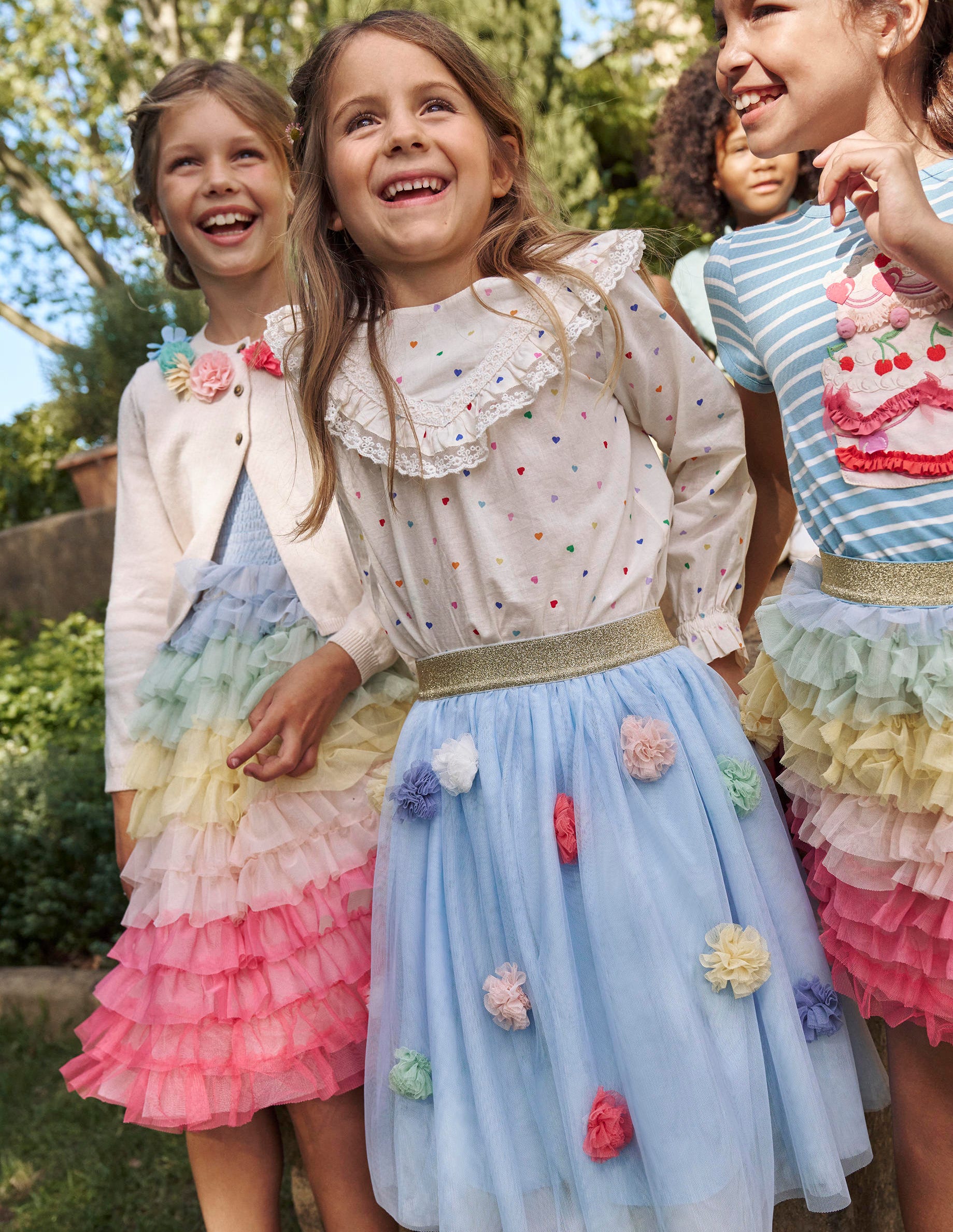 Lace Yoke Woven Top-Multi Confetti Hearts - Image 5