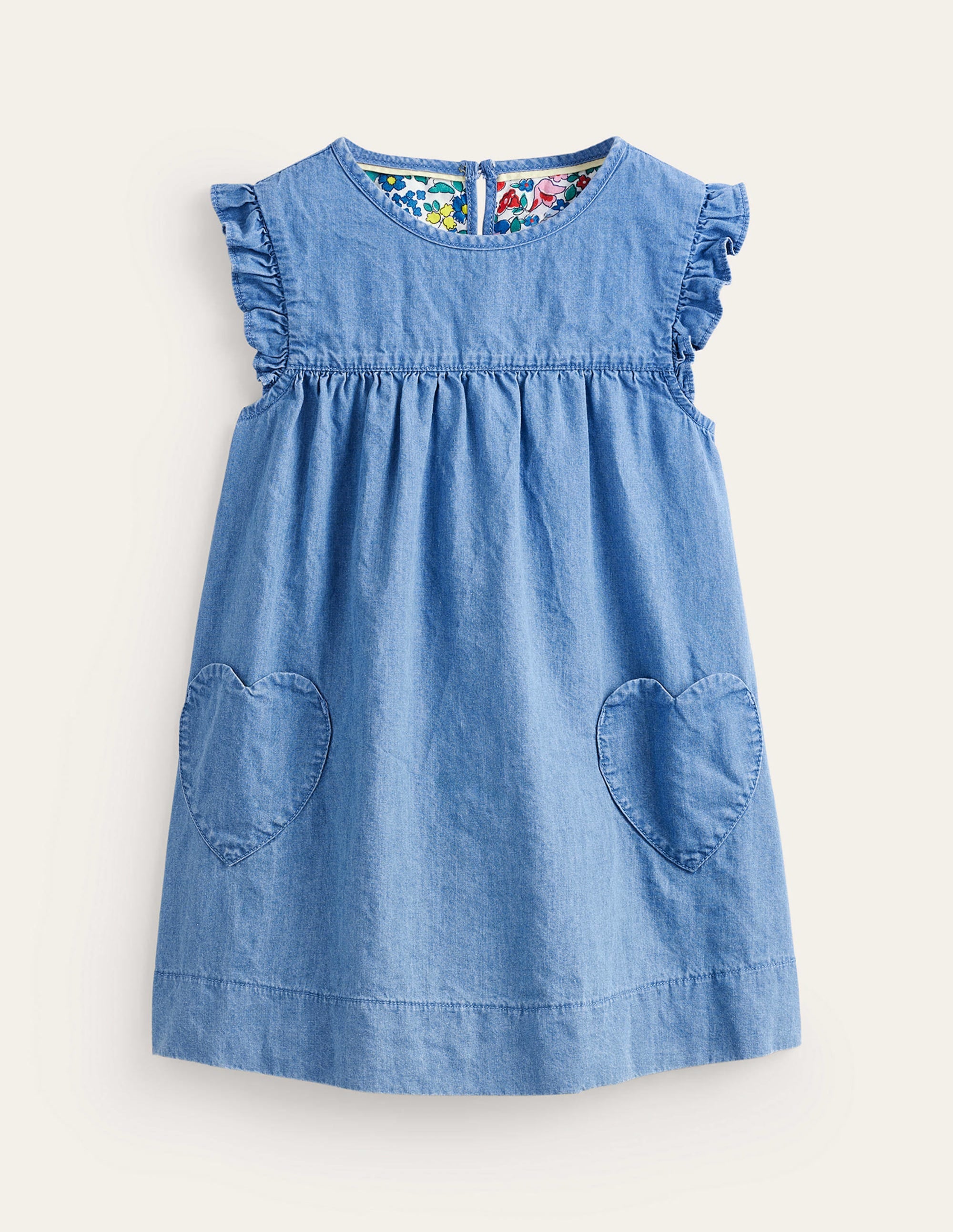 Woven Heart Pocket Tunic-Chambray - Image 1