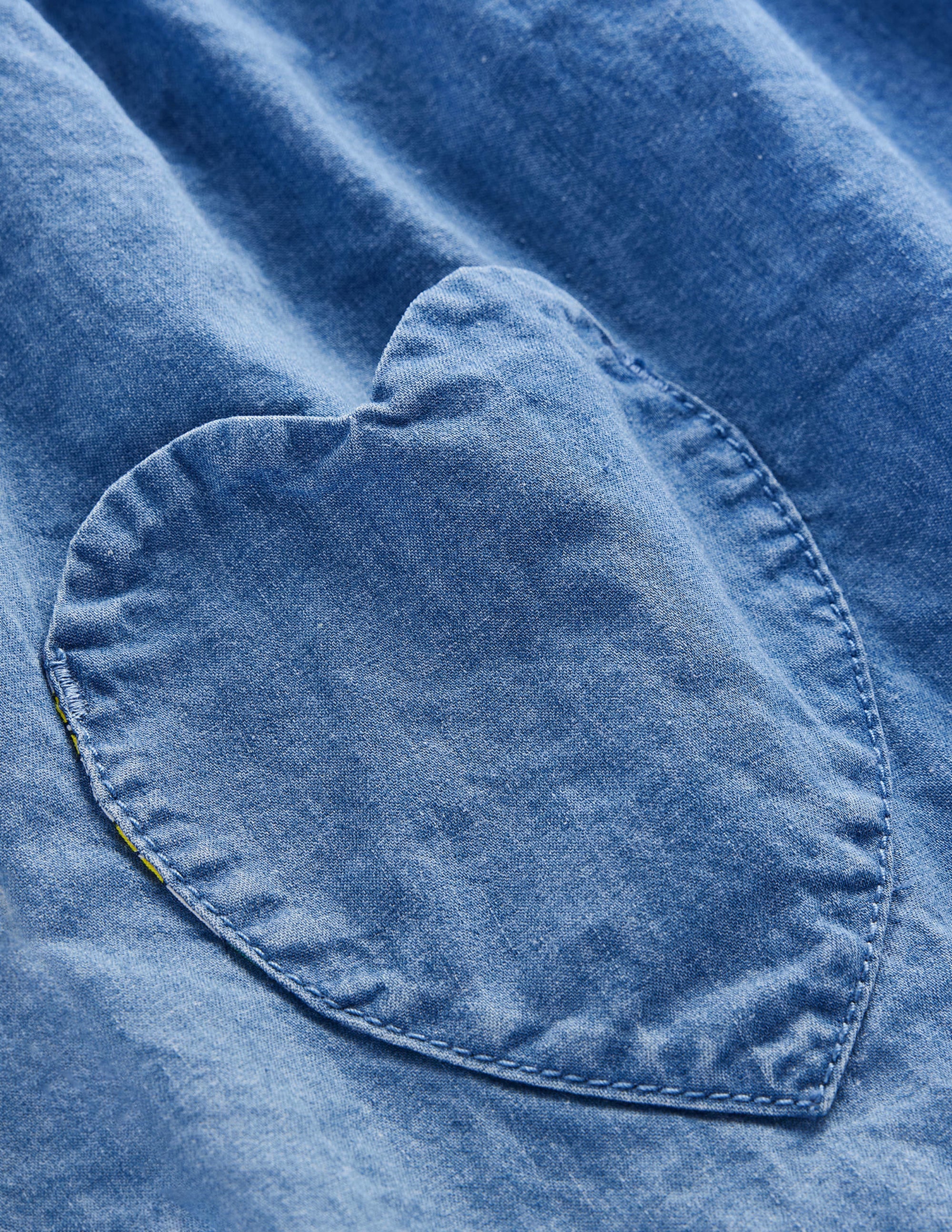 Woven Heart Pocket Tunic-Chambray - Image 3