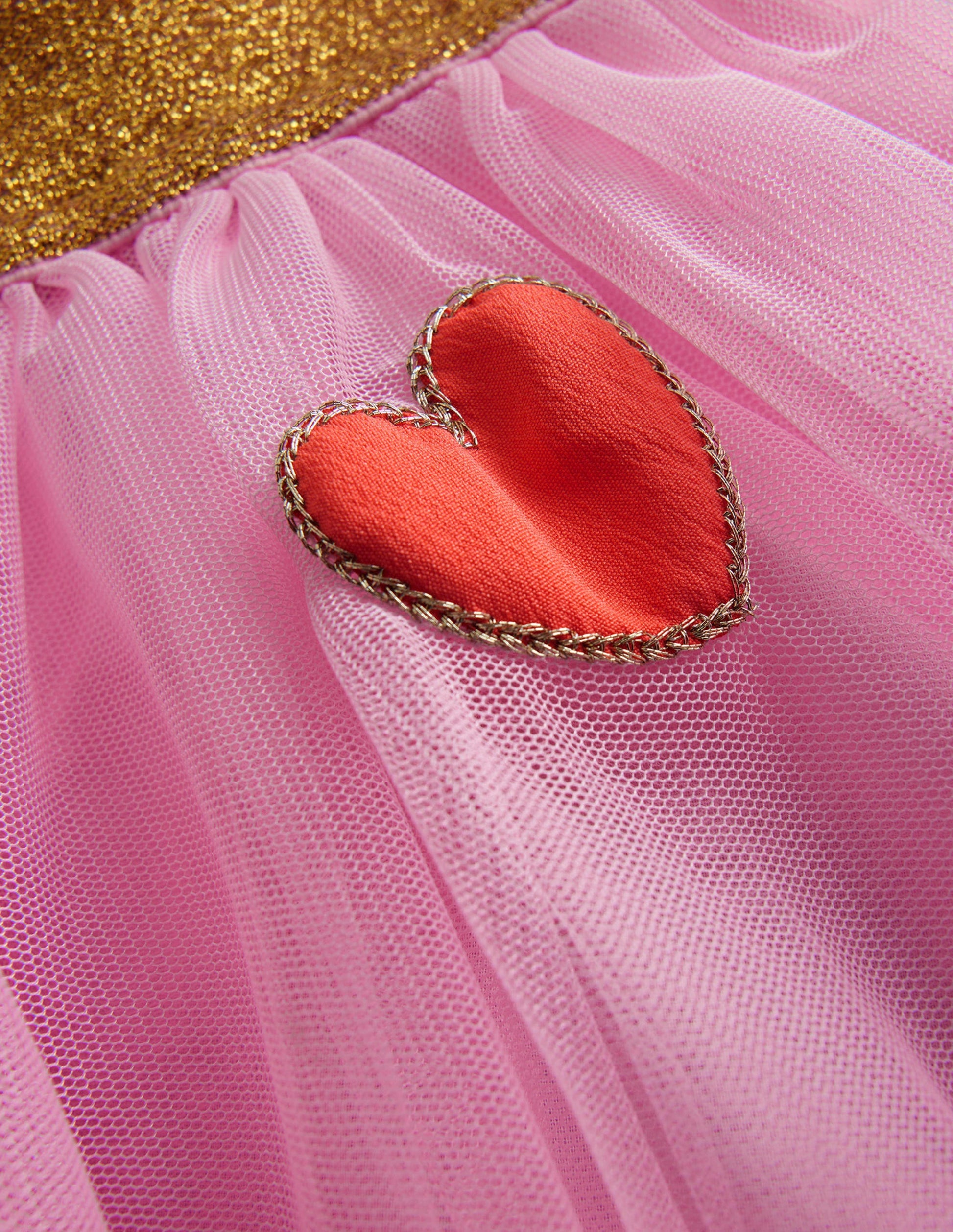 Tulle Appliqué Skirt-Pink Hearts-3