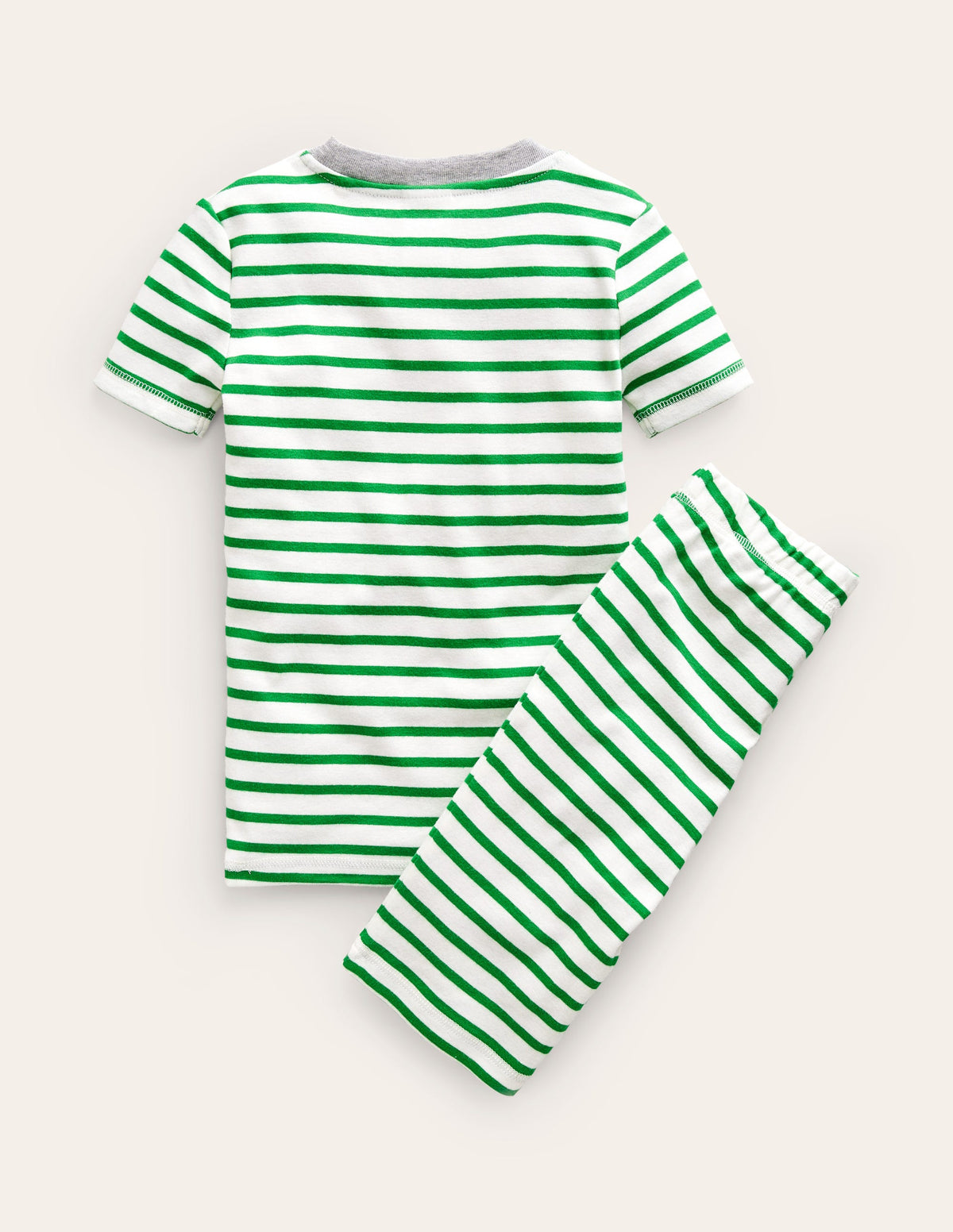 Snug Striped Short Pyjamas-Ivory/Green Breton-2