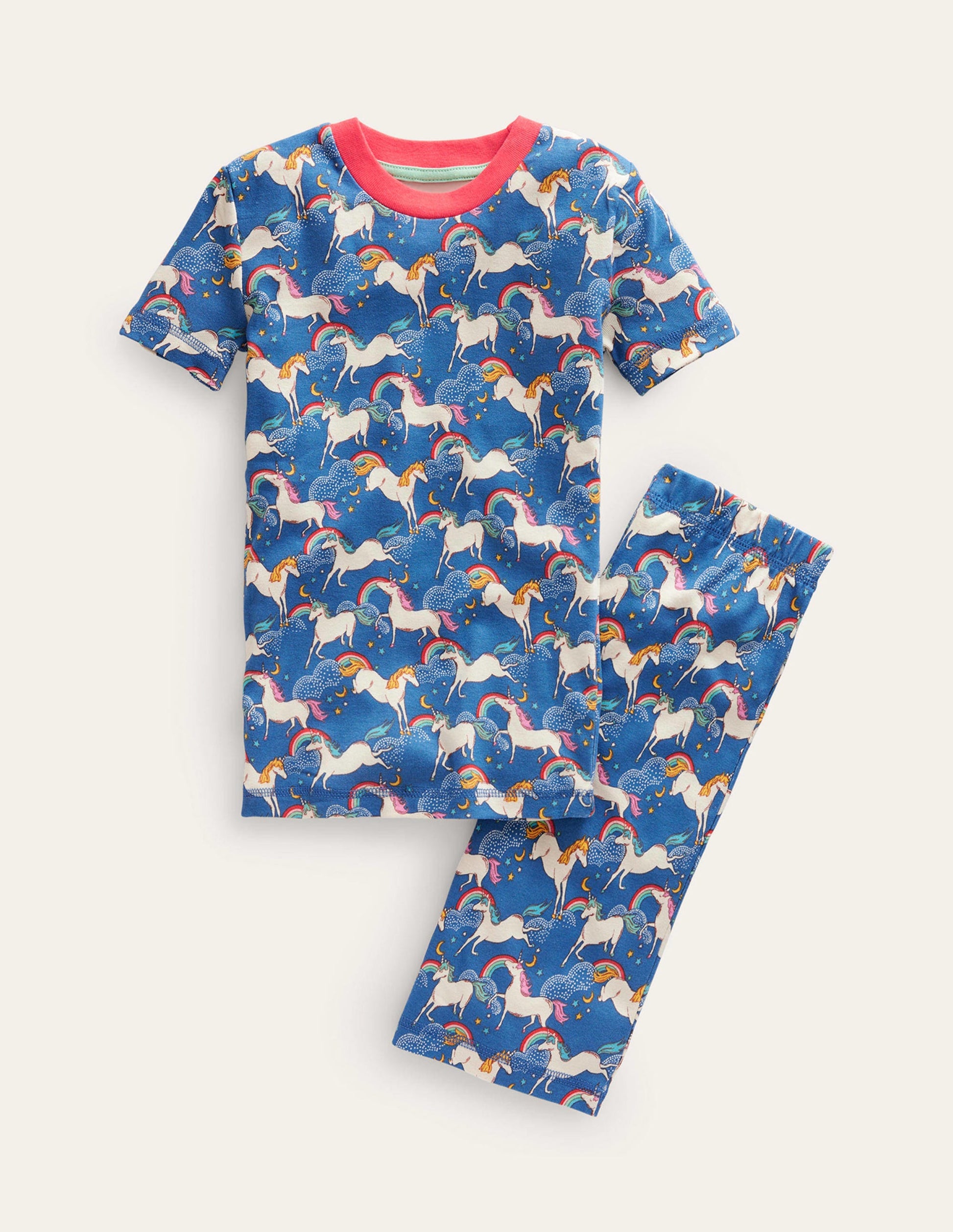 Snug Short John Pyjamas-Bluejay Rainbow Unicorns-1