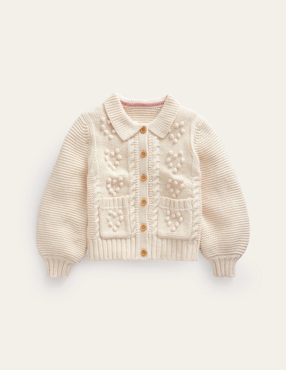 Chunky Collared Cardigan-Ecru Marl - Image 1