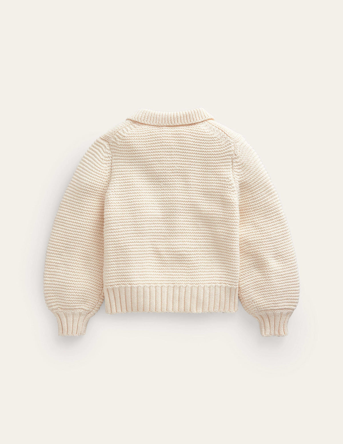 Chunky Collared Cardigan-Ecru Marl - Image 2