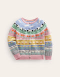 Fair Isle Cardigan-Almond Pink Easter Animals