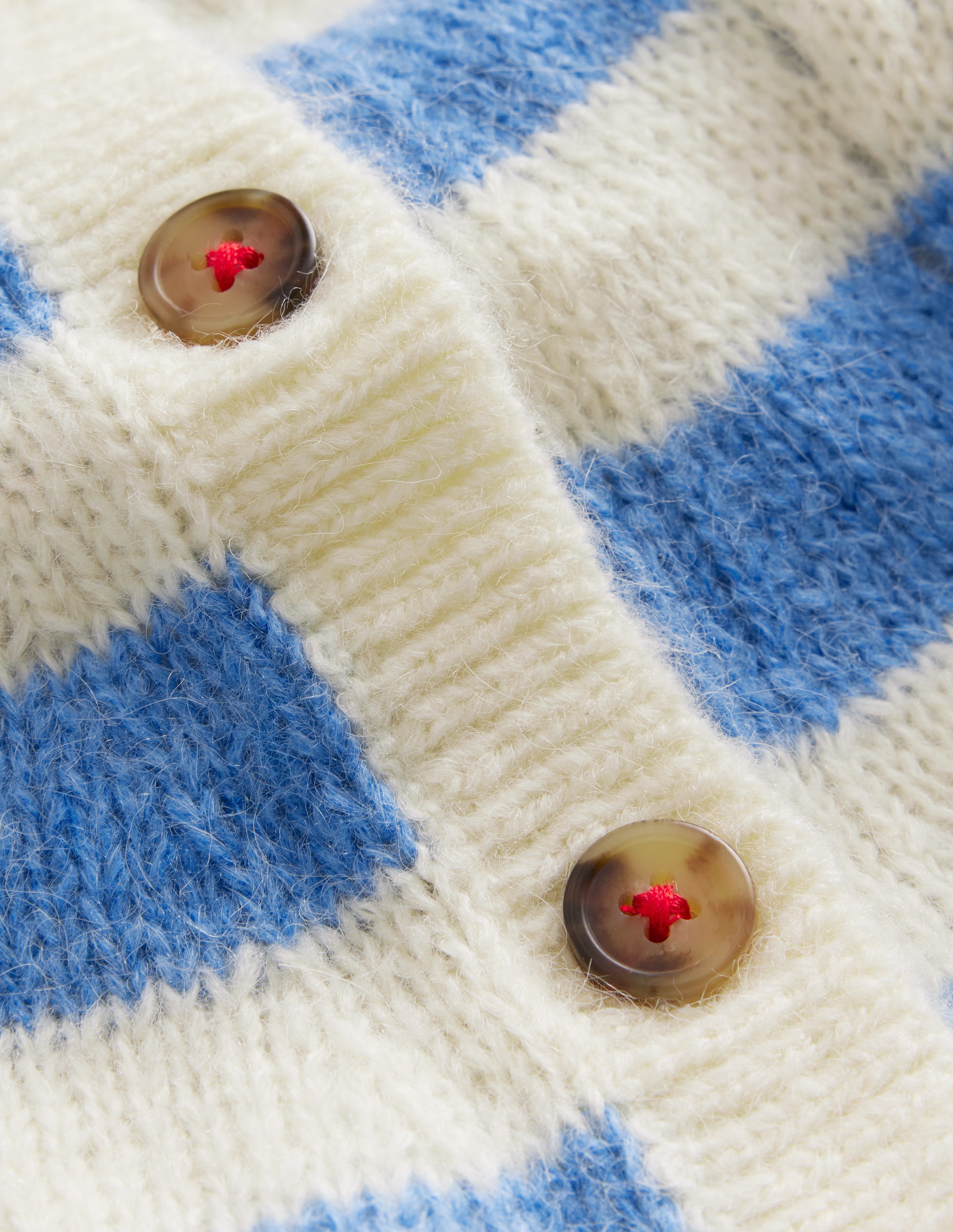 Blouson Wave Cardigan-Blue, Ivory Stripe - Image 3
