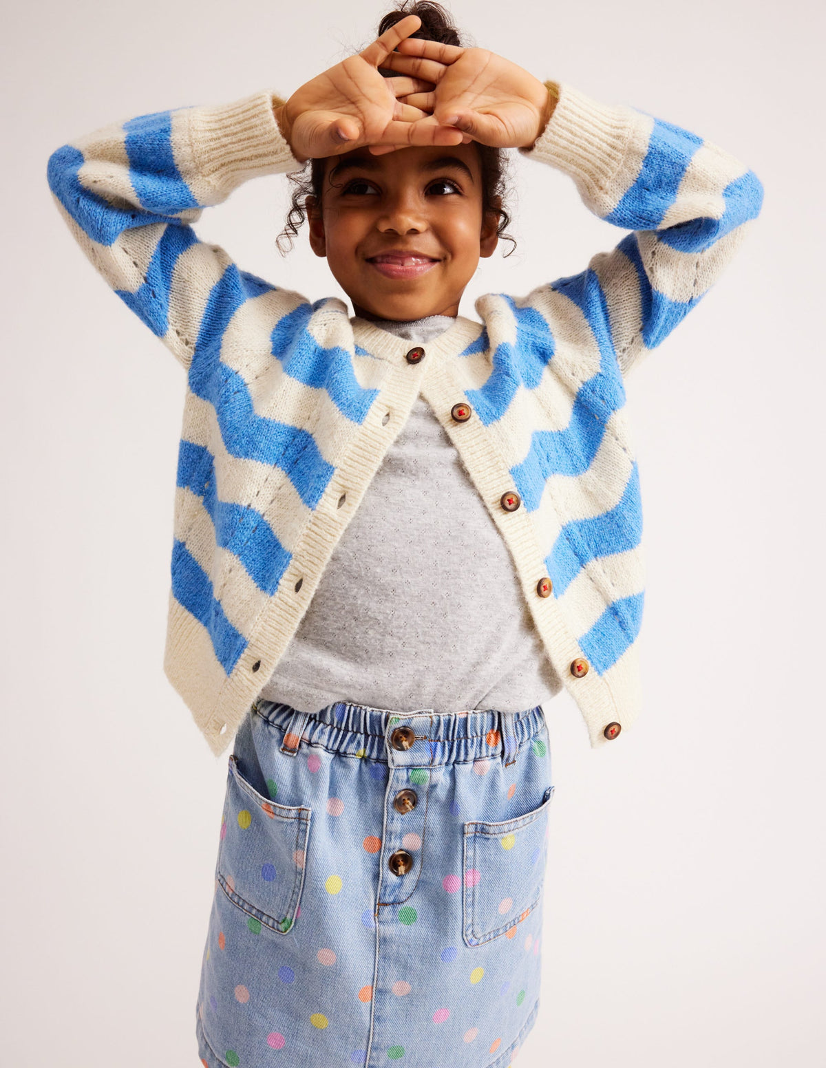 Blouson Wave Cardigan-Blue, Ivory Stripe-4