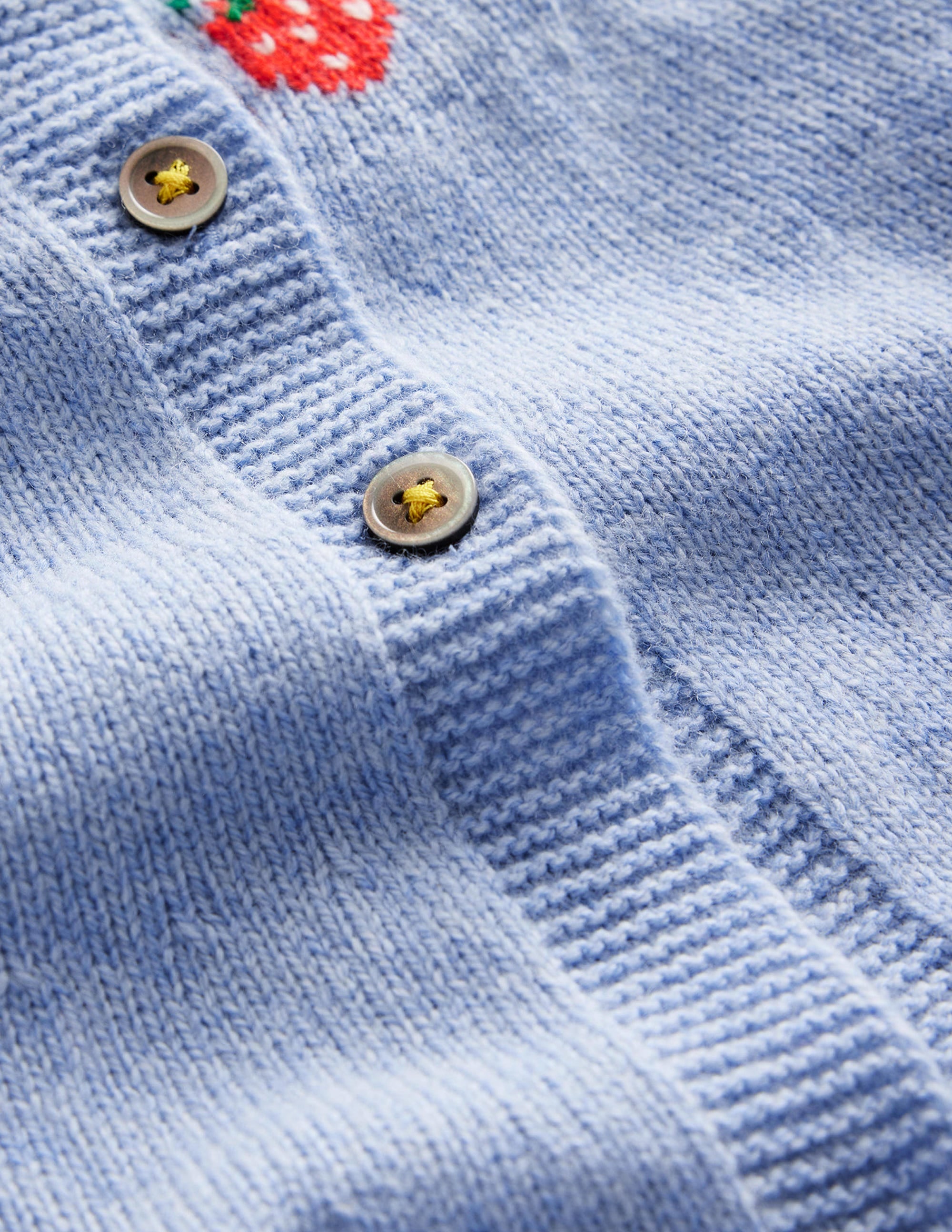 Embroidered Cardigan-Vintage Blue Strawberries - Image 3