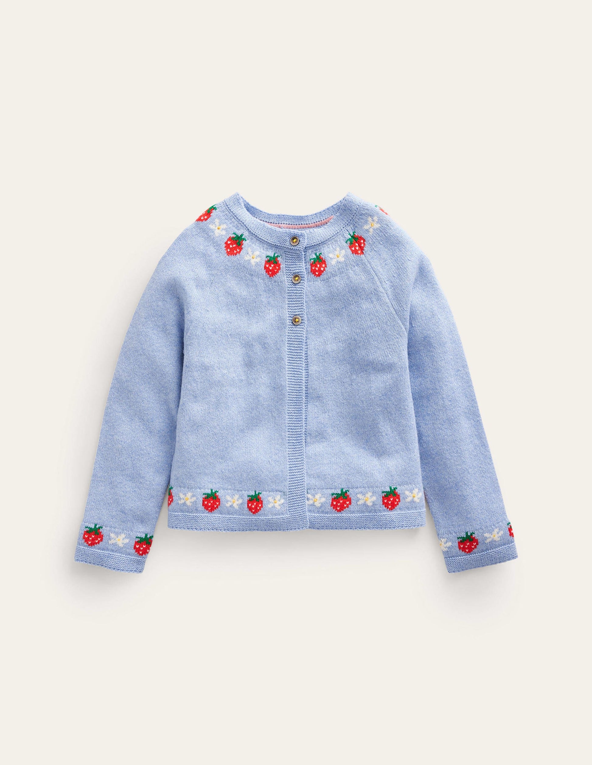 Embroidered Cardigan-Vintage Blue Strawberries-1
