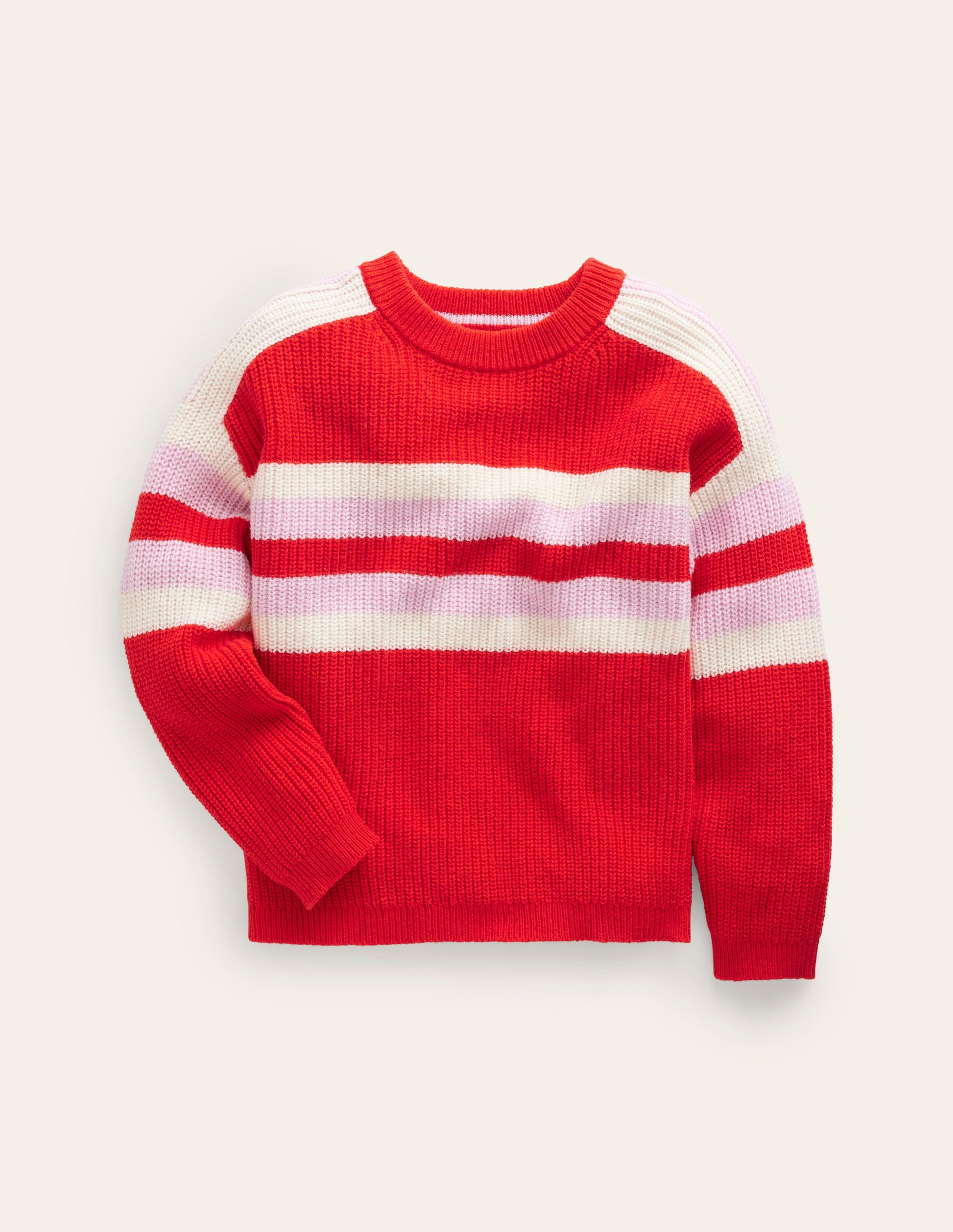 Stripe Knitted Jumper-Poppy Red-1