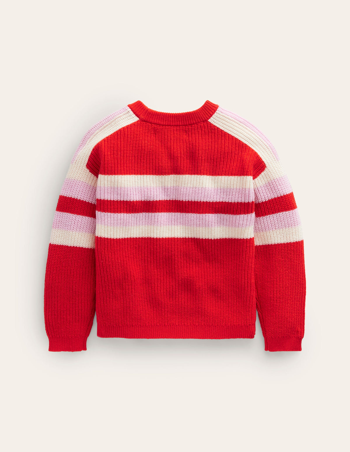 Stripe Knitted Jumper-Poppy Red - Image 2