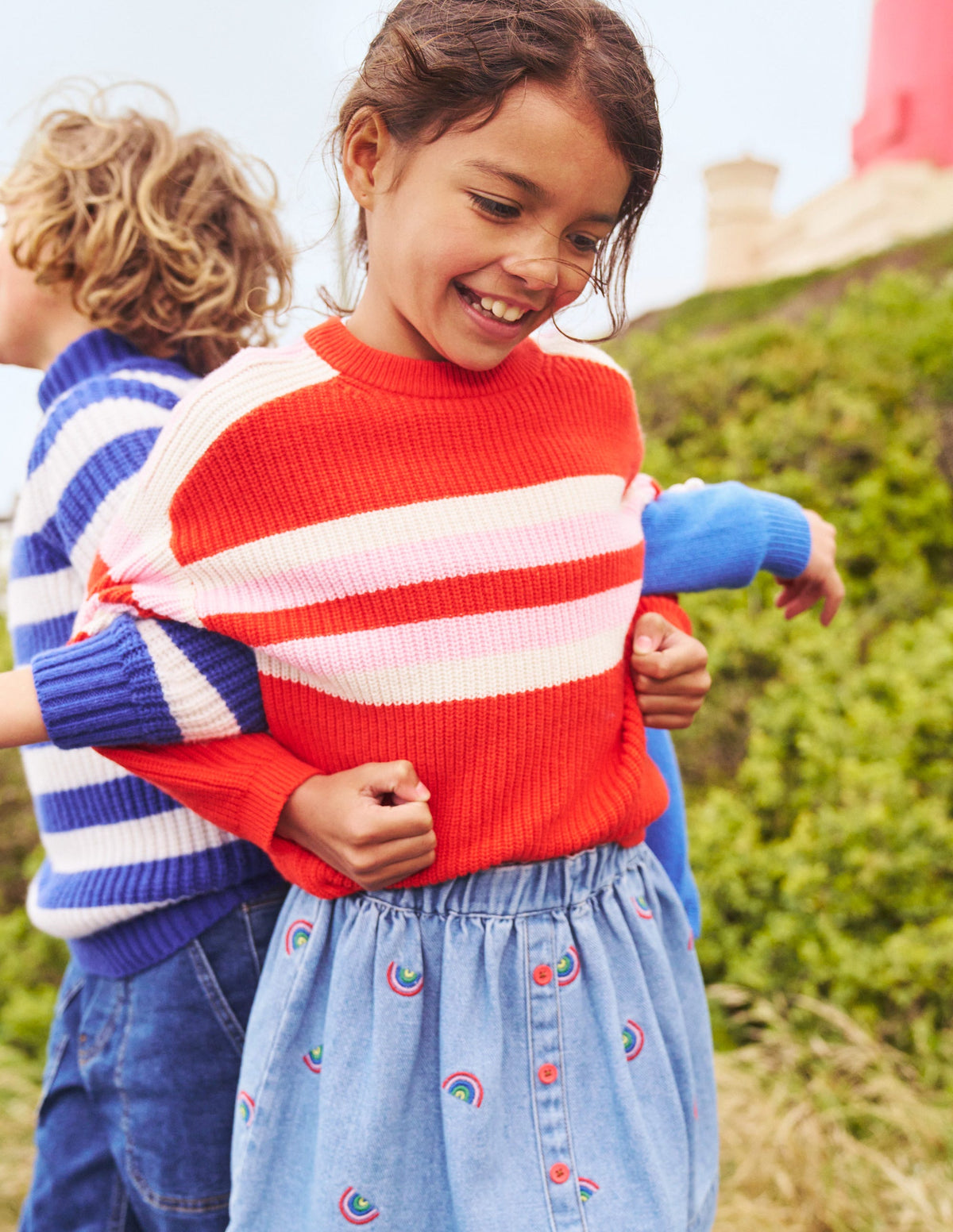 Stripe Knitted Jumper-Poppy Red - Image 4