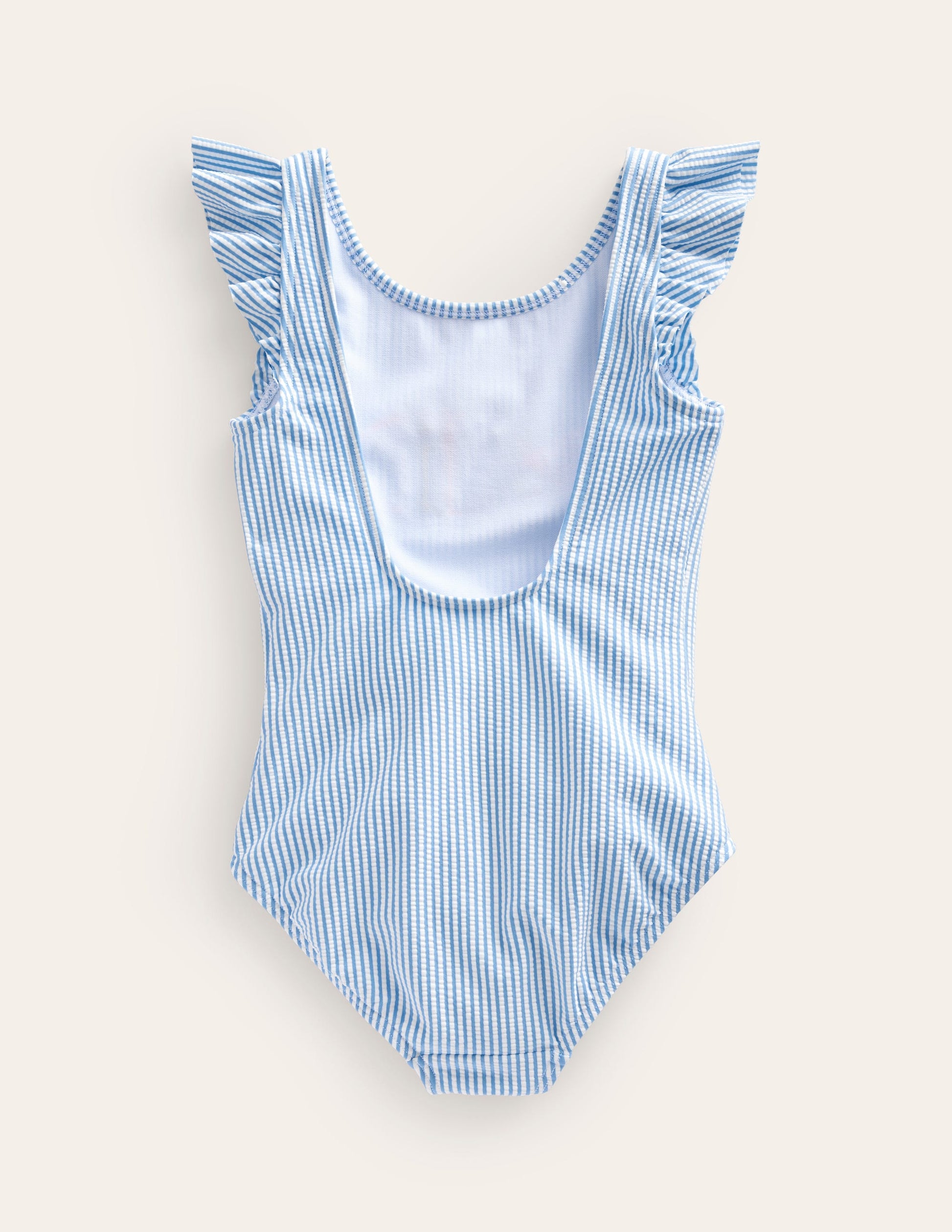 Logo Flutter Sleeve Swimsuit-Blue Ticking Fish-2