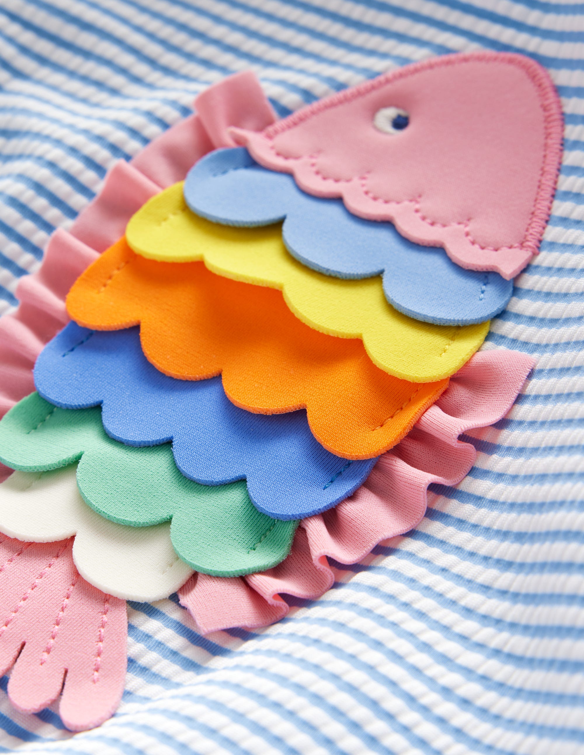 Logo Flutter Sleeve Swimsuit-Blue Ticking Fish - Image 3