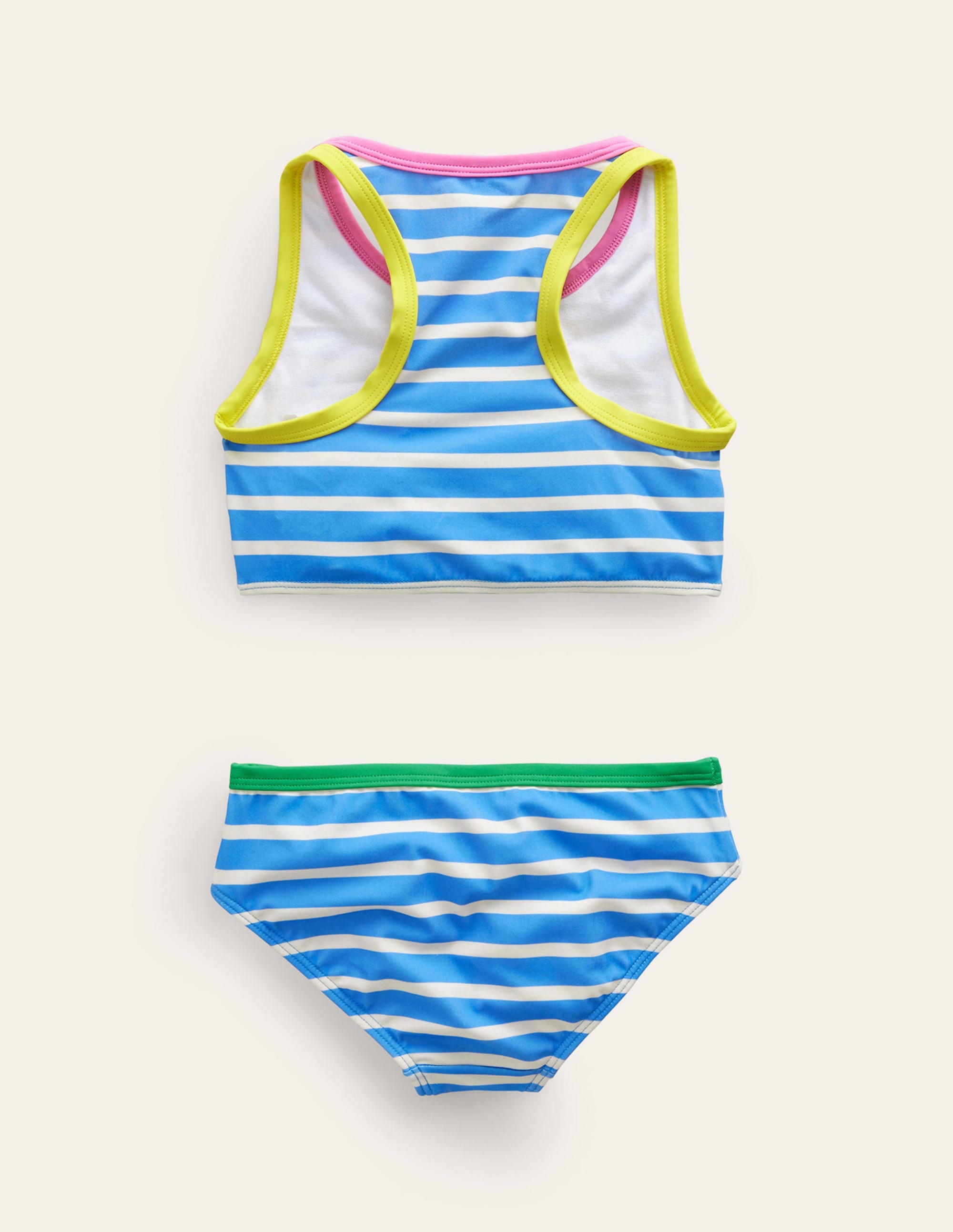 Racerback Bikini Set-Surf Blue, Ivory Stripe - Image 2