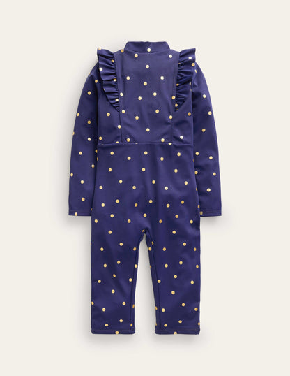 Sun Safe Surf Suit-Navy, Gold Spot-2