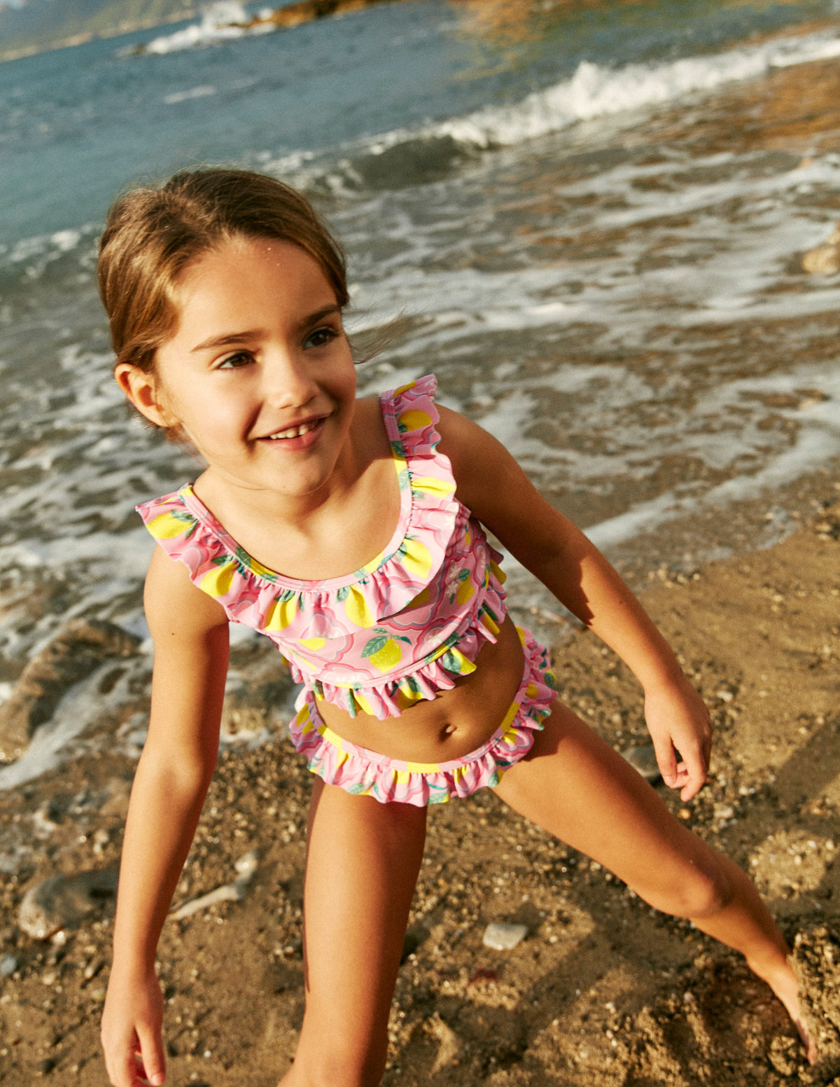 Frill Detail Tie Back Bikini-Pink Lemon Grove - Image 4