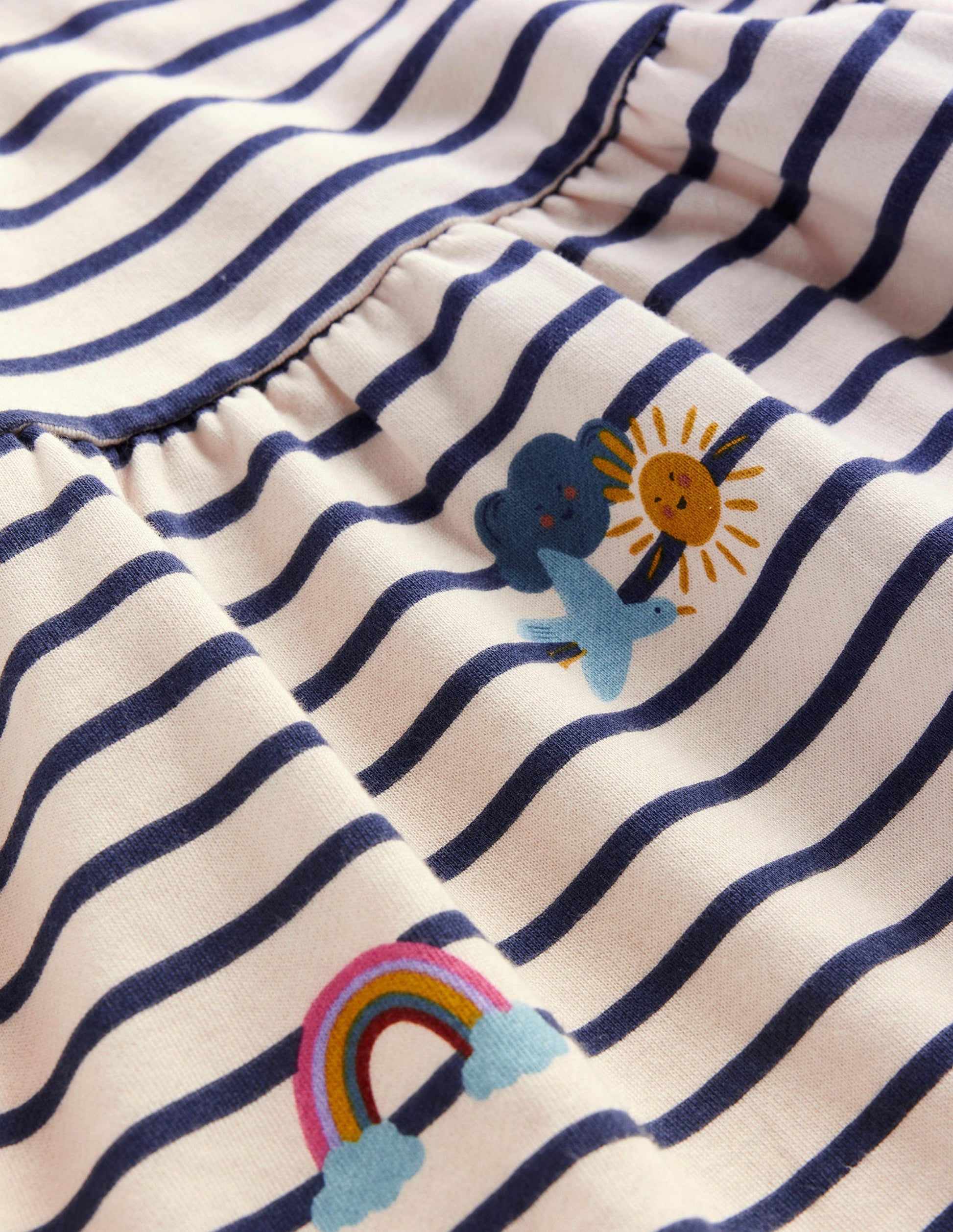 Printed Sweatshirt Dress-Stripe Rainbow Clouds-3