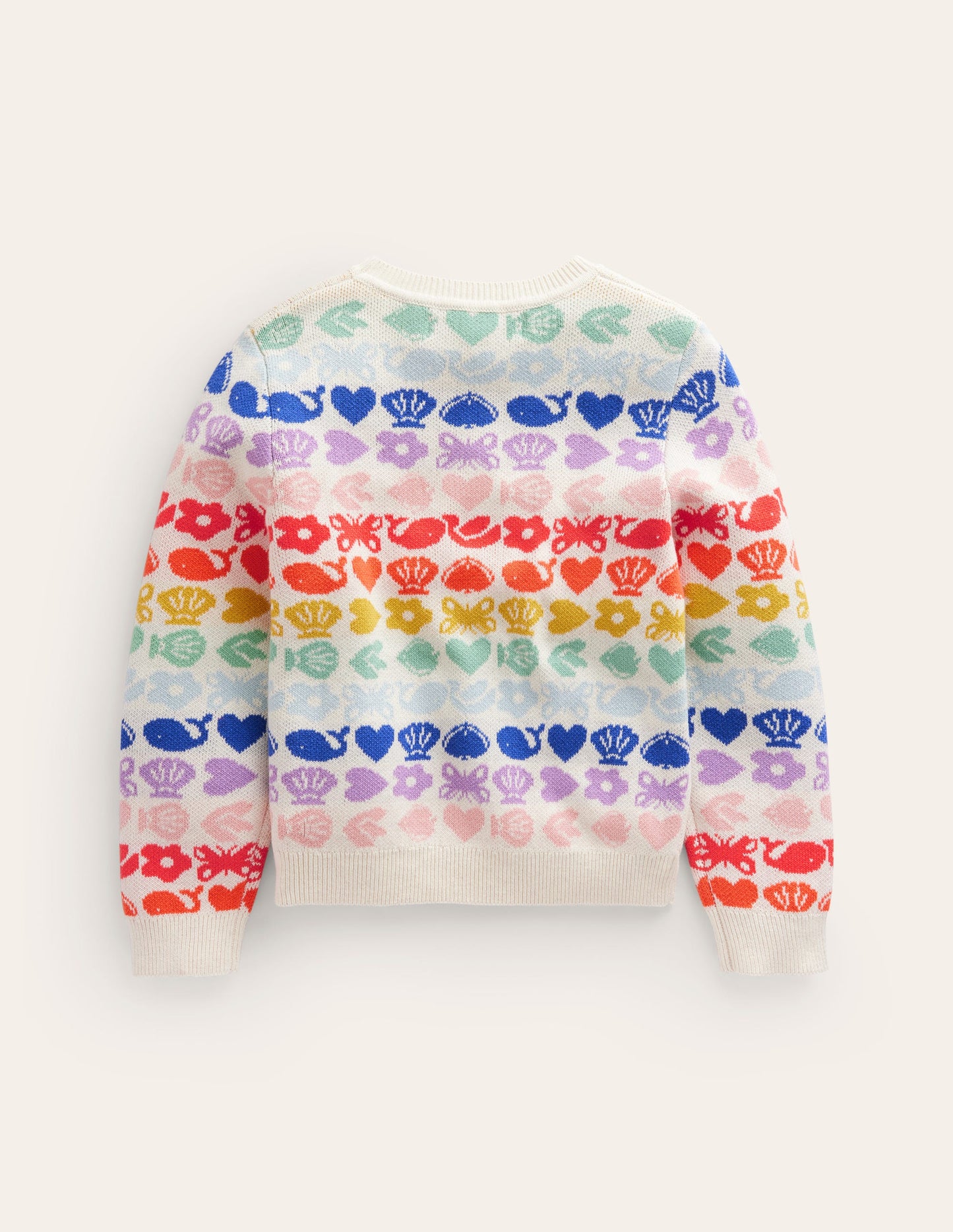 Fair Isle Jumper-Ecru Marl Rainbow