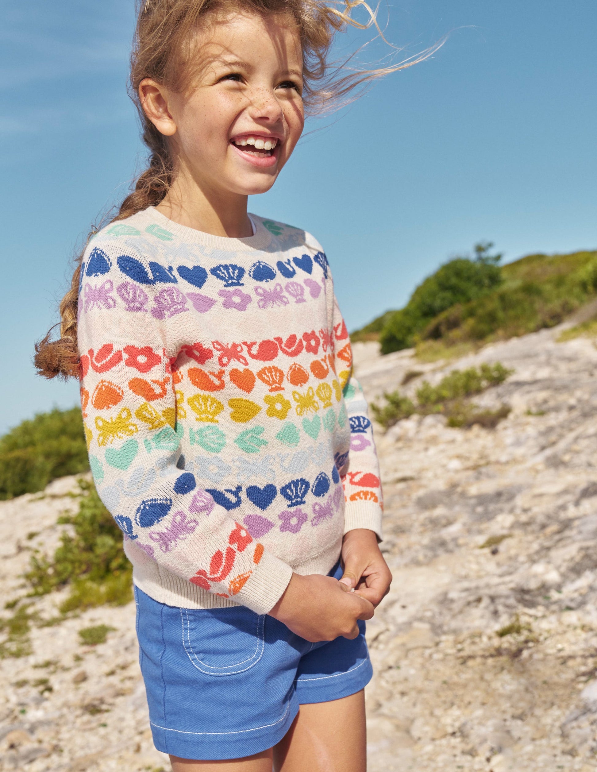 Fair Isle Jumper-Ecru Marl Rainbow-4