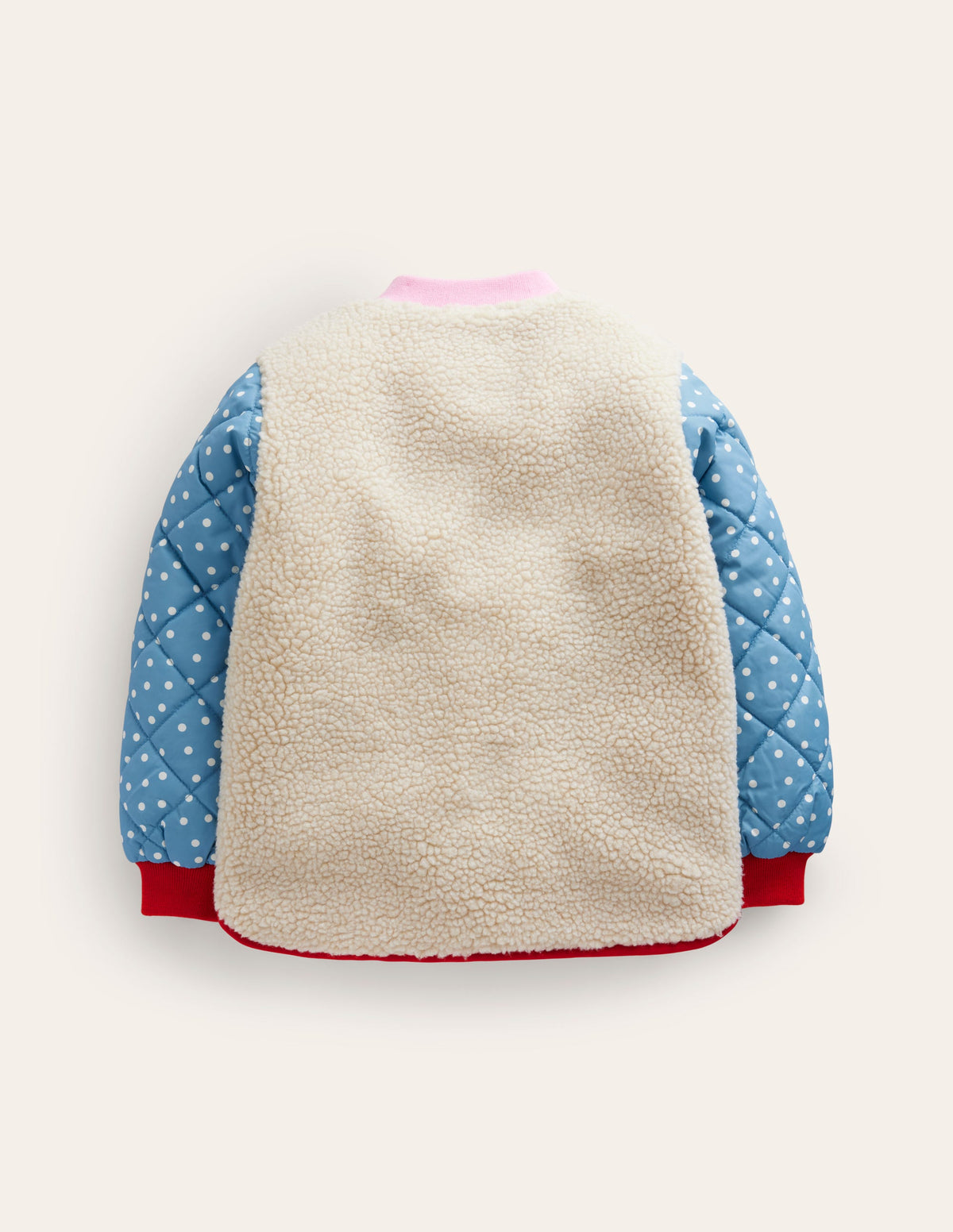 Borg Mix Bomber Jacket-Ivory / Colourblock Spot - Image 2