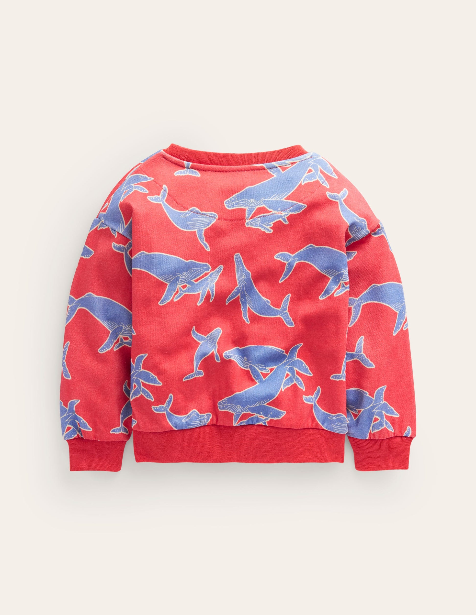 Printed Relaxed Sweatshirt-Jam Red Whales-2
