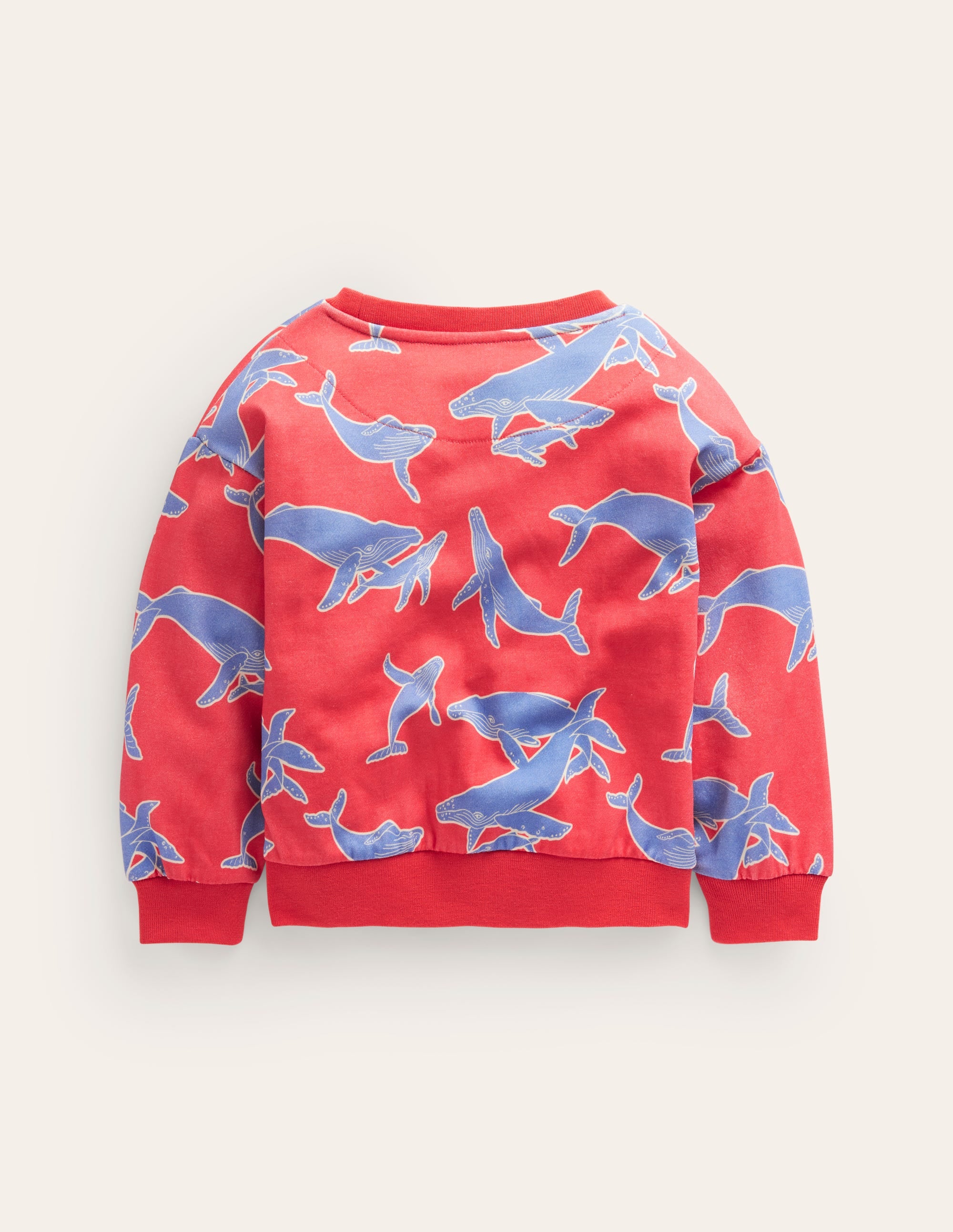 Printed Relaxed Sweatshirt-Jam Red Whales - Image 2